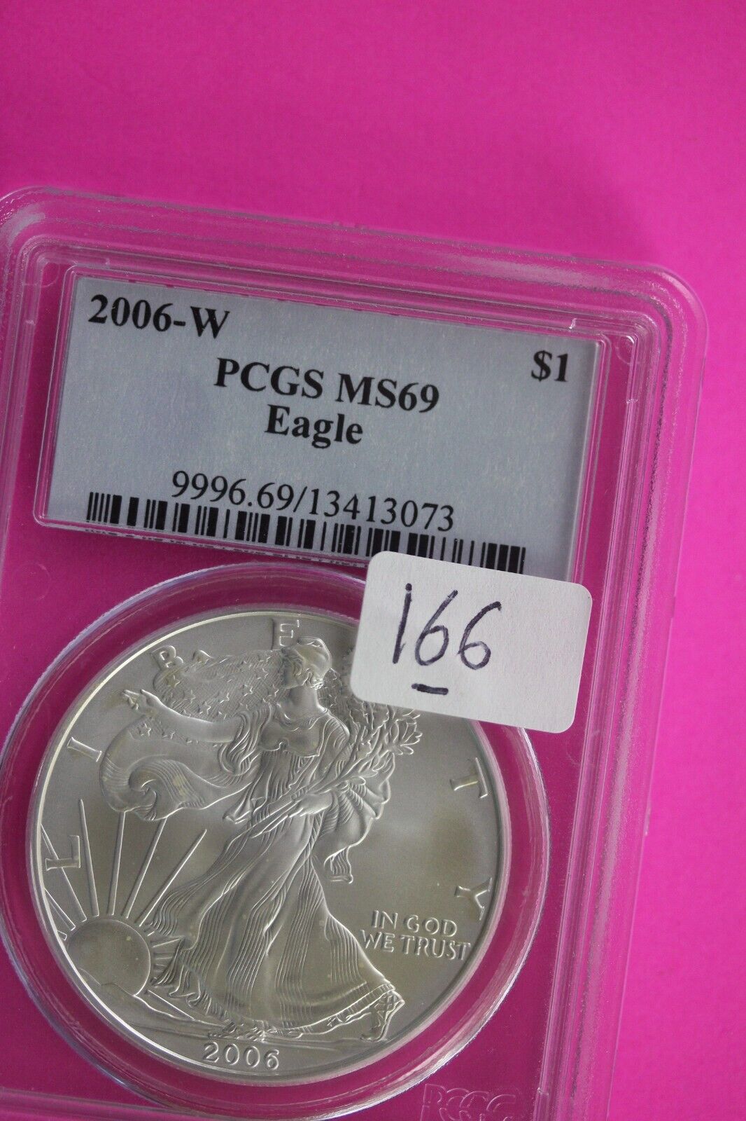 2006 W MS 69 Silver American Eagle PCGS Certified Certified Graded Slab 166