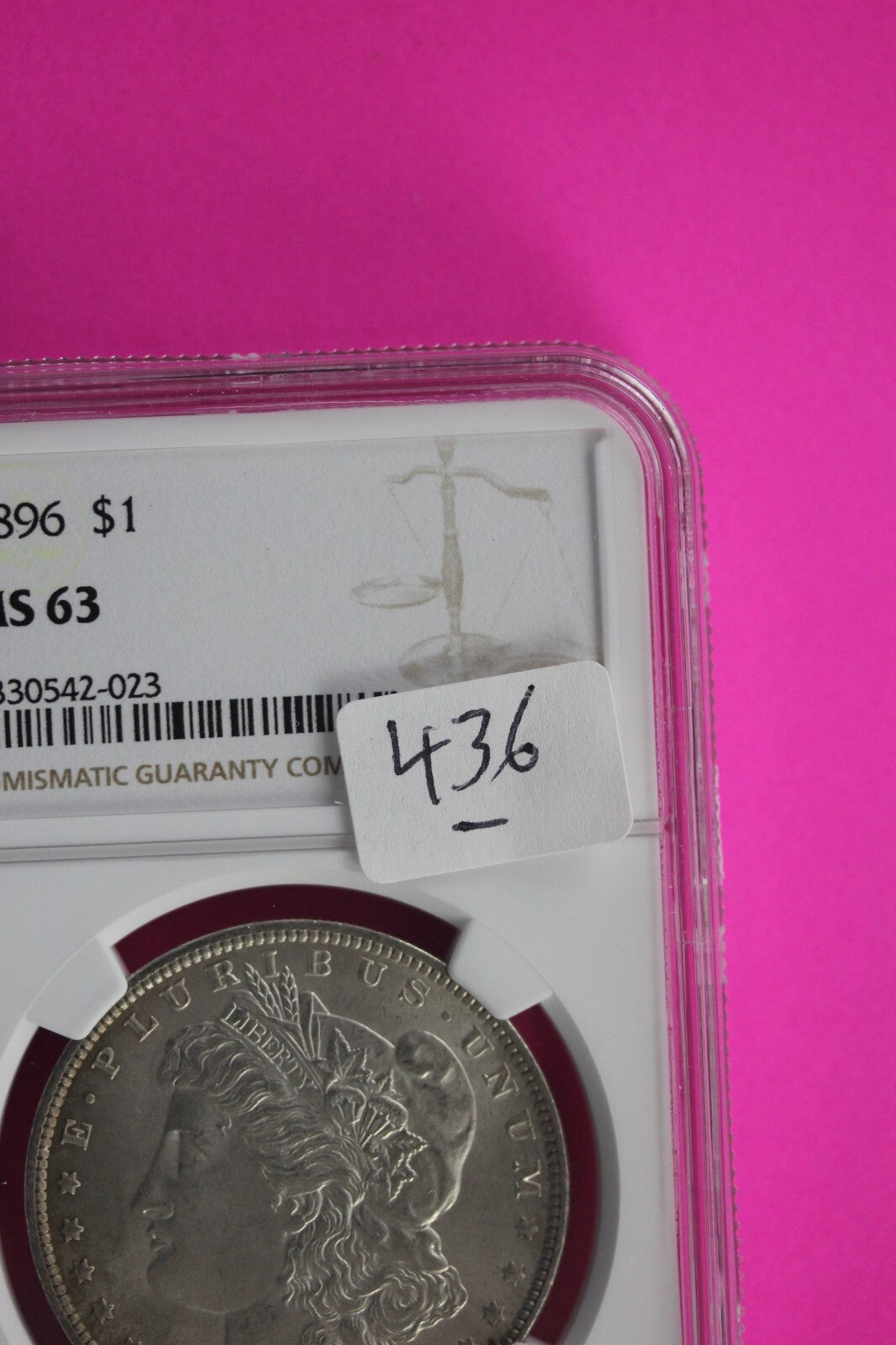 1896 P MS 63 Liberty Morgan Silver Dollar NGC Certified Graded Slab 436