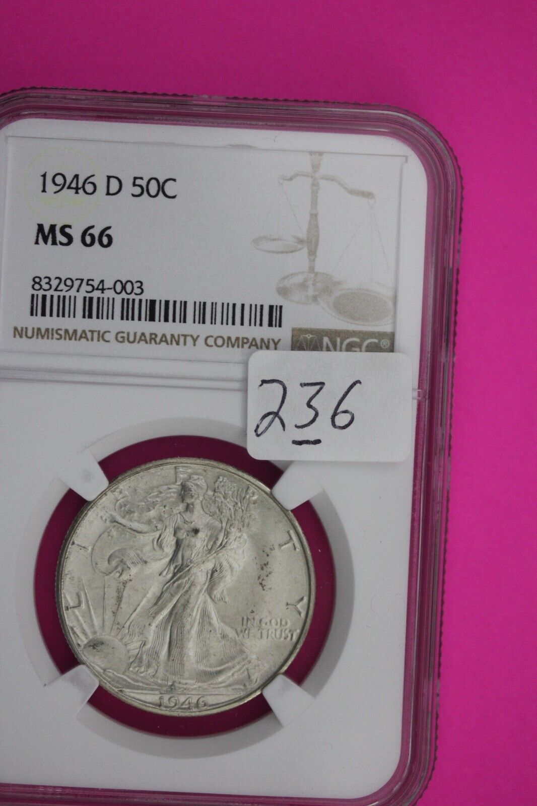 1946 D MS 66 Walking Liberty Half Dollar NGC Graded Certified Authentic 236