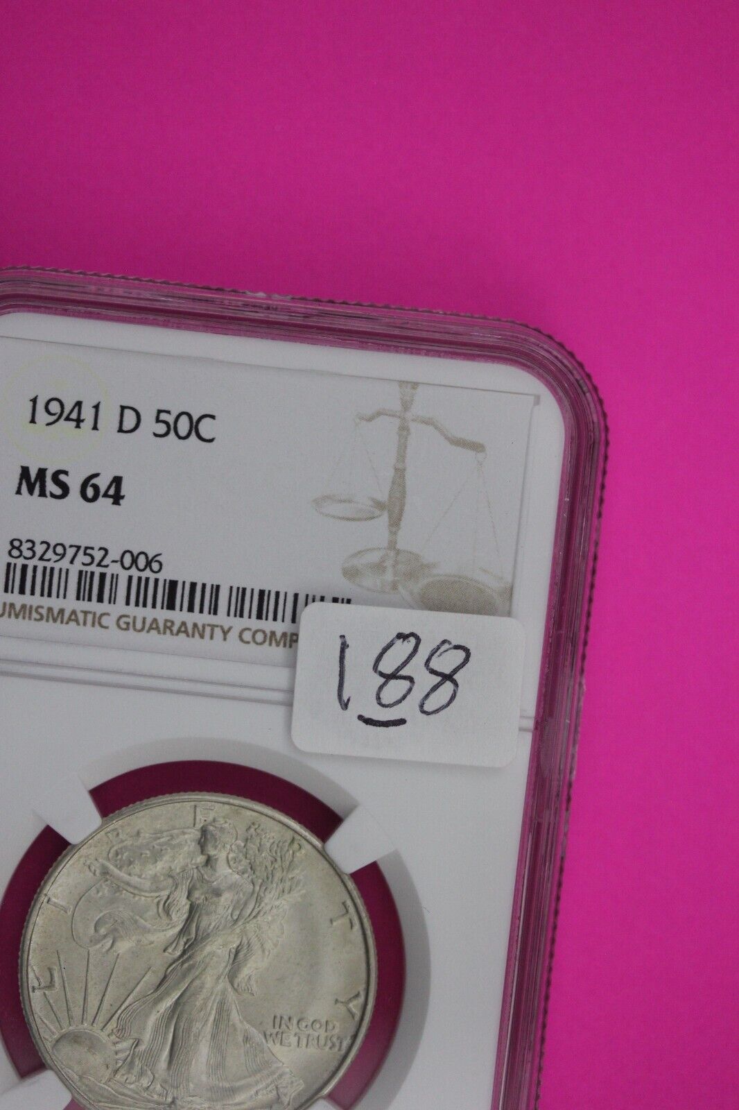 1941 D MS 64 Walking Liberty Half Dollar NGC Graded Certified Authentic 188