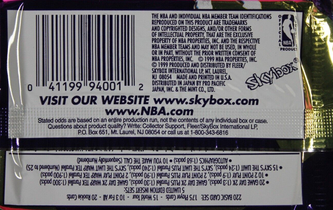 Rare 1999-2000 Skybox Dominion NBA Basketball Hobby Pack Exact Pack In Pics 6014