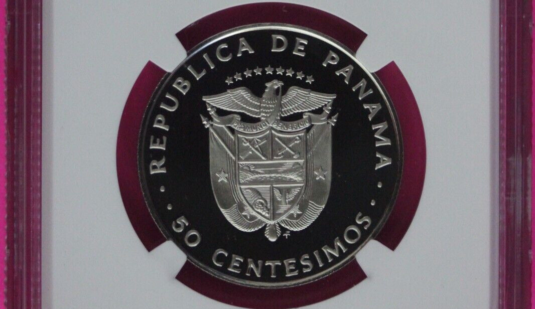 1980 Panama PF 69 Ultra Cameo Proof 50 Centesimos NGC Graded Authentic Slab 1042