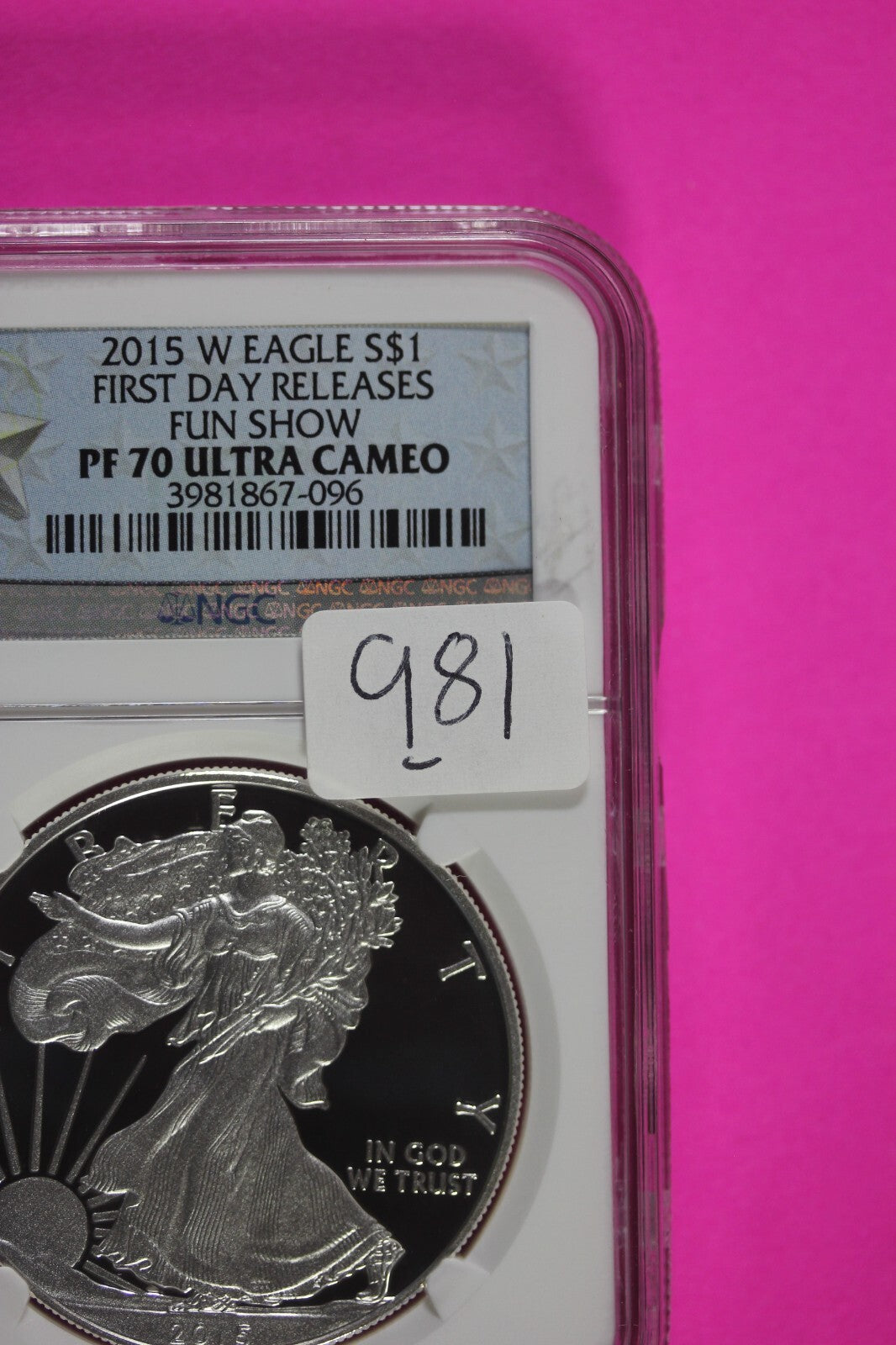 2015 W PF 70 Silver American Eagle Deep Cameo Authentic Fun Show NGC Slab 981