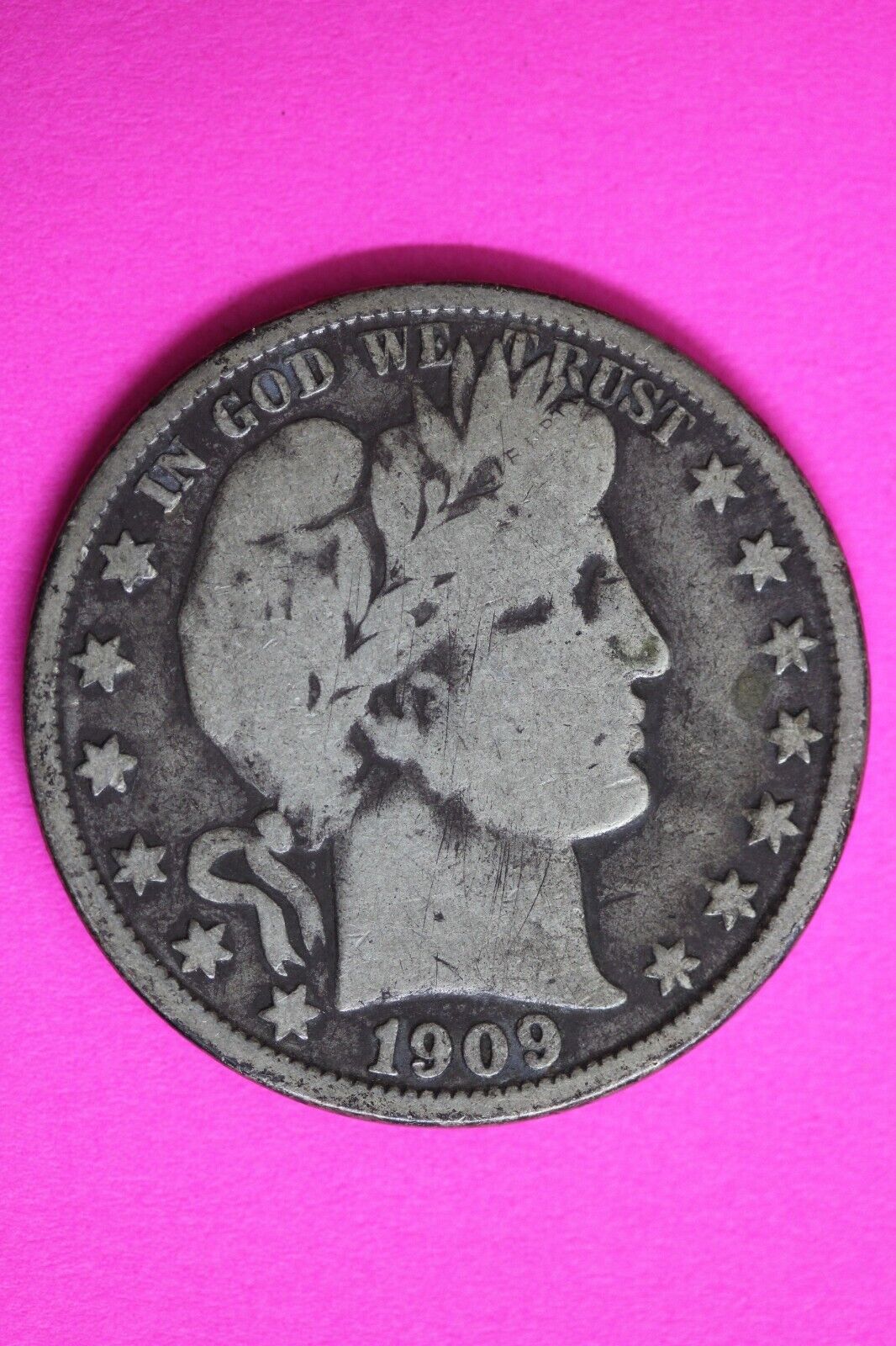 1909 O Barber Liberty Half Dollar Silver Semi Key Date Coin New Orleans Mint 48