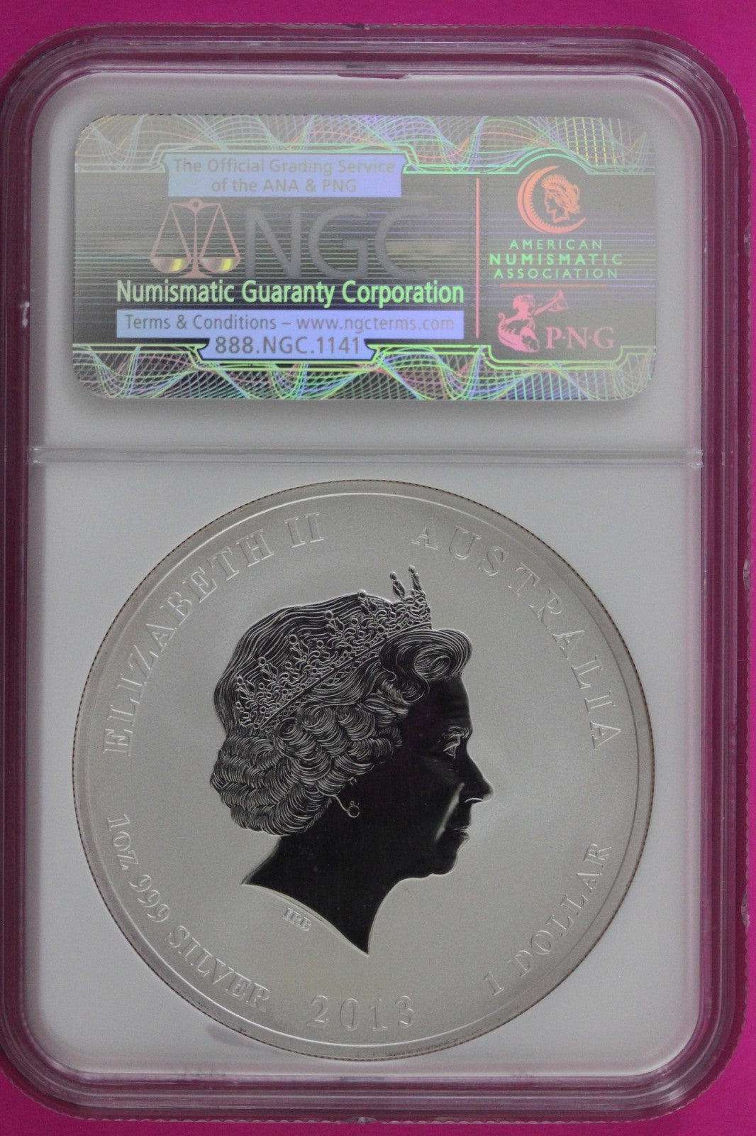 2013 P MS 69 Australia Year Of The Snake $1 Silver Coin NGC Certified Slab 962