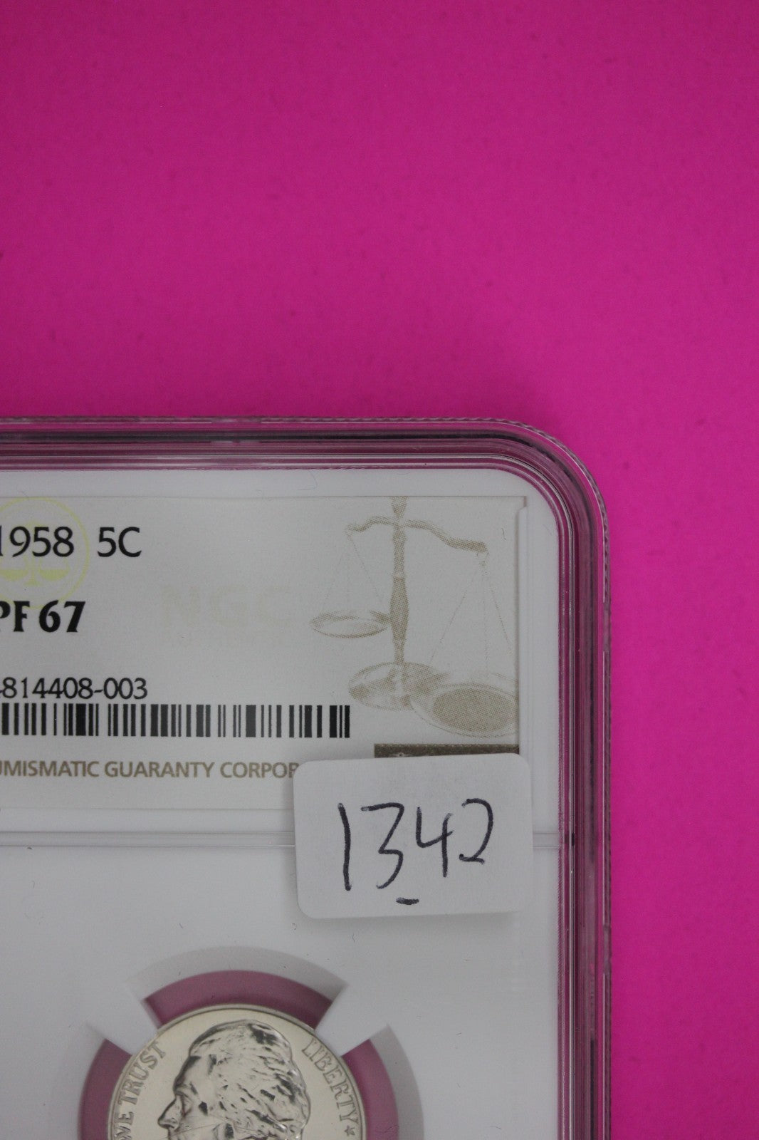 1958 PF 67 Thomas Jefferson Nickel NGC Certified Graded Authentic Slab 1342