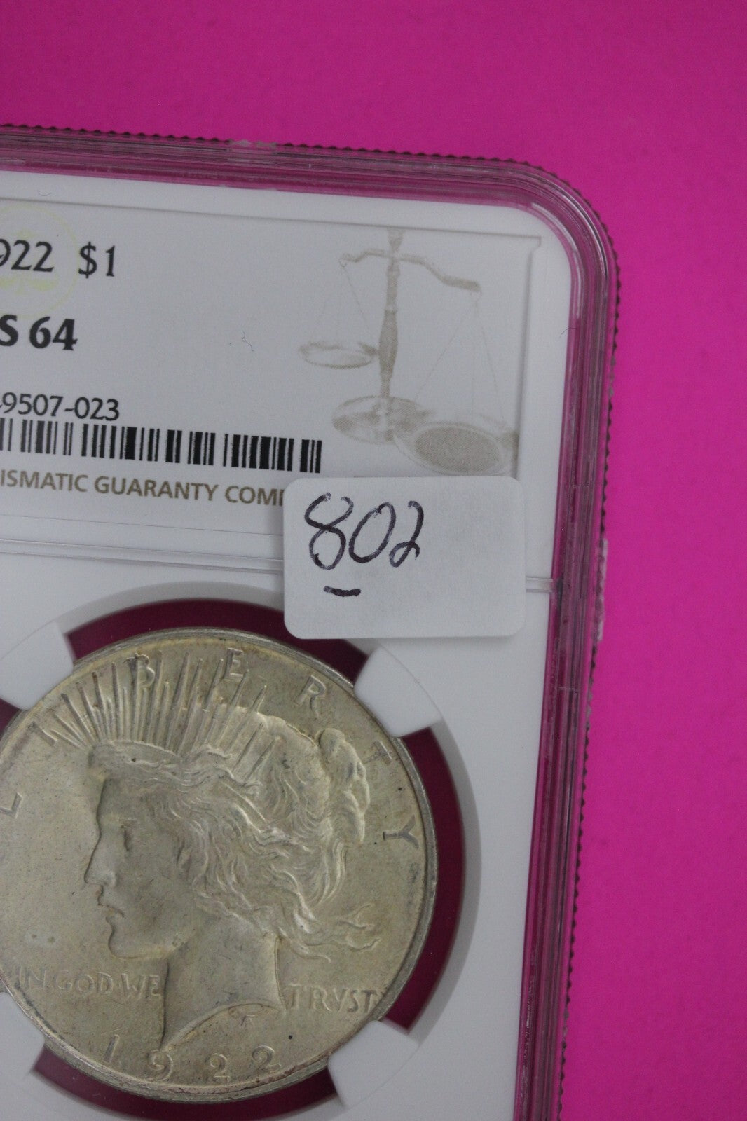 1922 P MS 64 Liberty Peace Silver Dollar NGC Certified Graded Authentic Coin 802