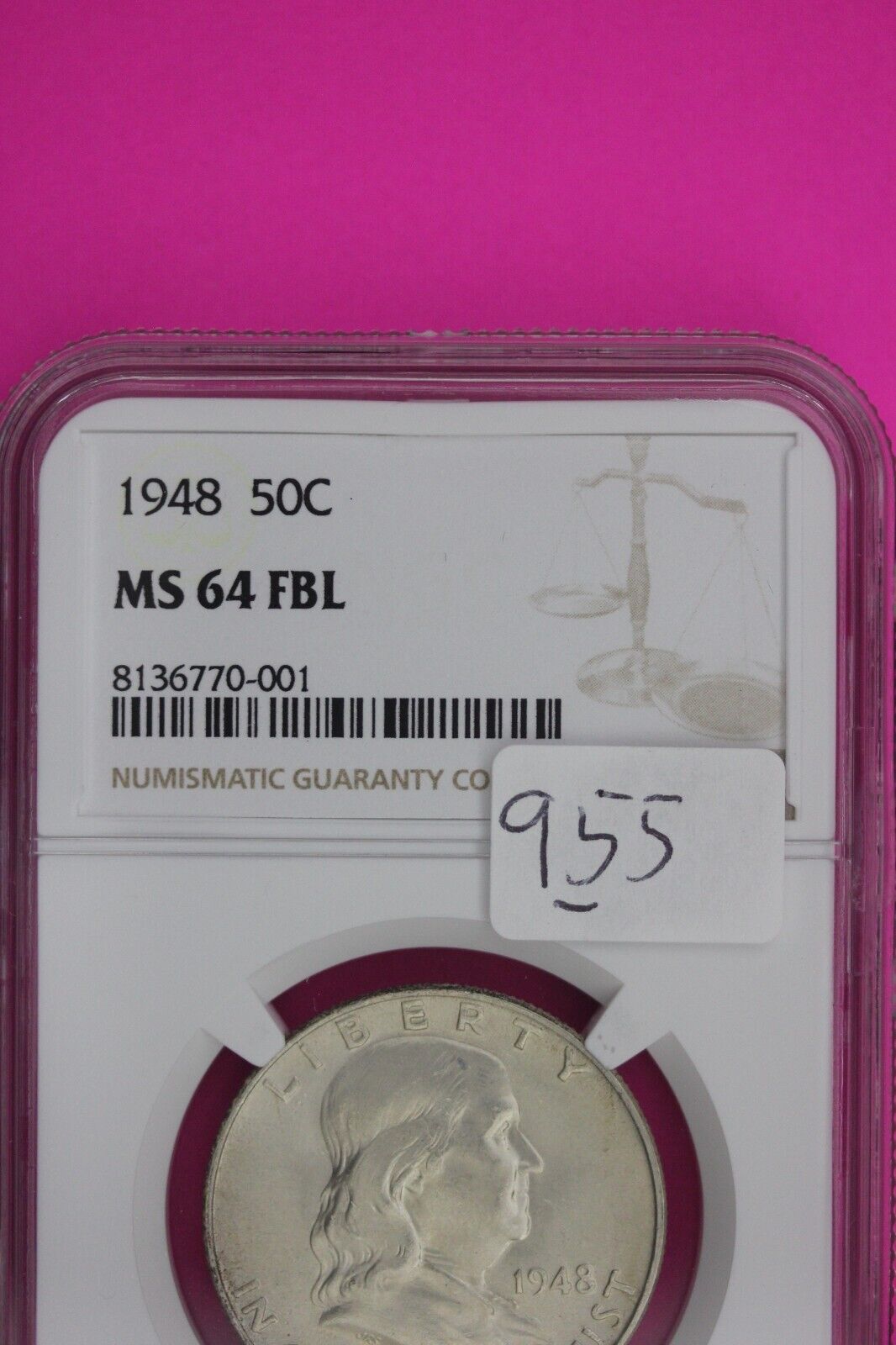 Full Bell Lines 1948 P MS 64 FBL Ben Franklin Half Dollar Silver Coin NGC 955