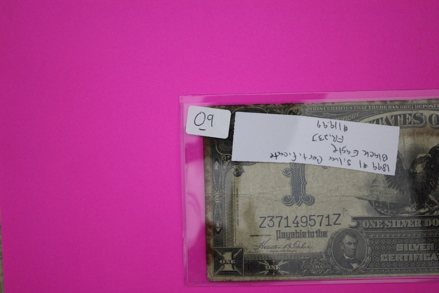 1899 $1 One Dollar Black Eagle Silver Certificate FR 233 Guaranteed Authentic 09