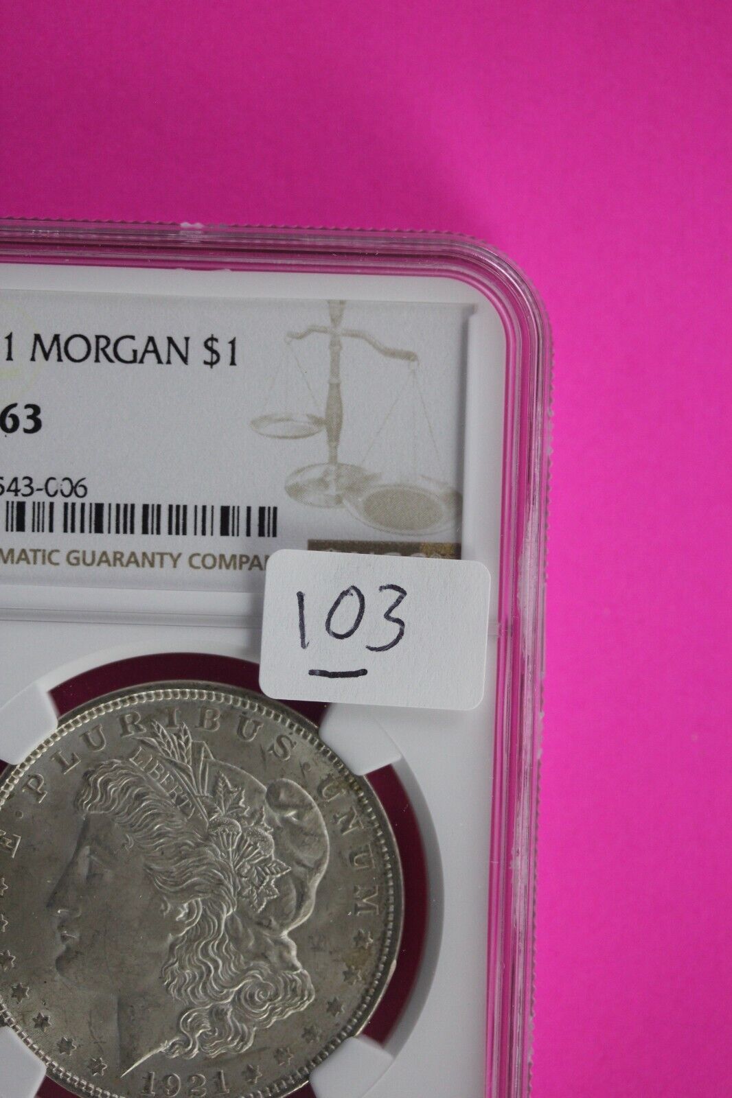 1921 P MS 63 Liberty Morgan Silver Dollar NGC Certified Graded Slab 103