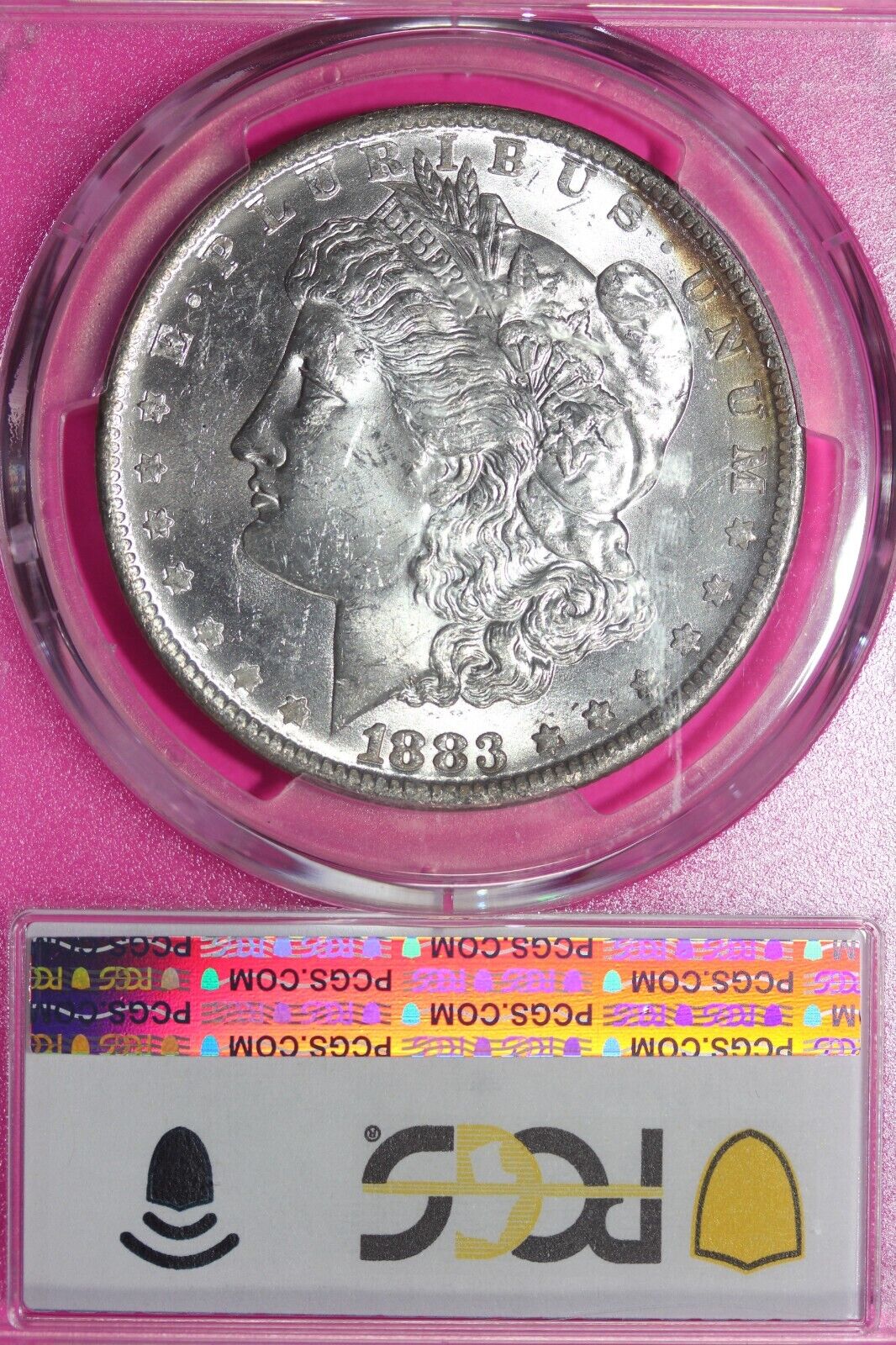 Rainbow Toned 1883 O MS 63 Morgan Liberty Silver Dollar PCGS Certified Slab 211