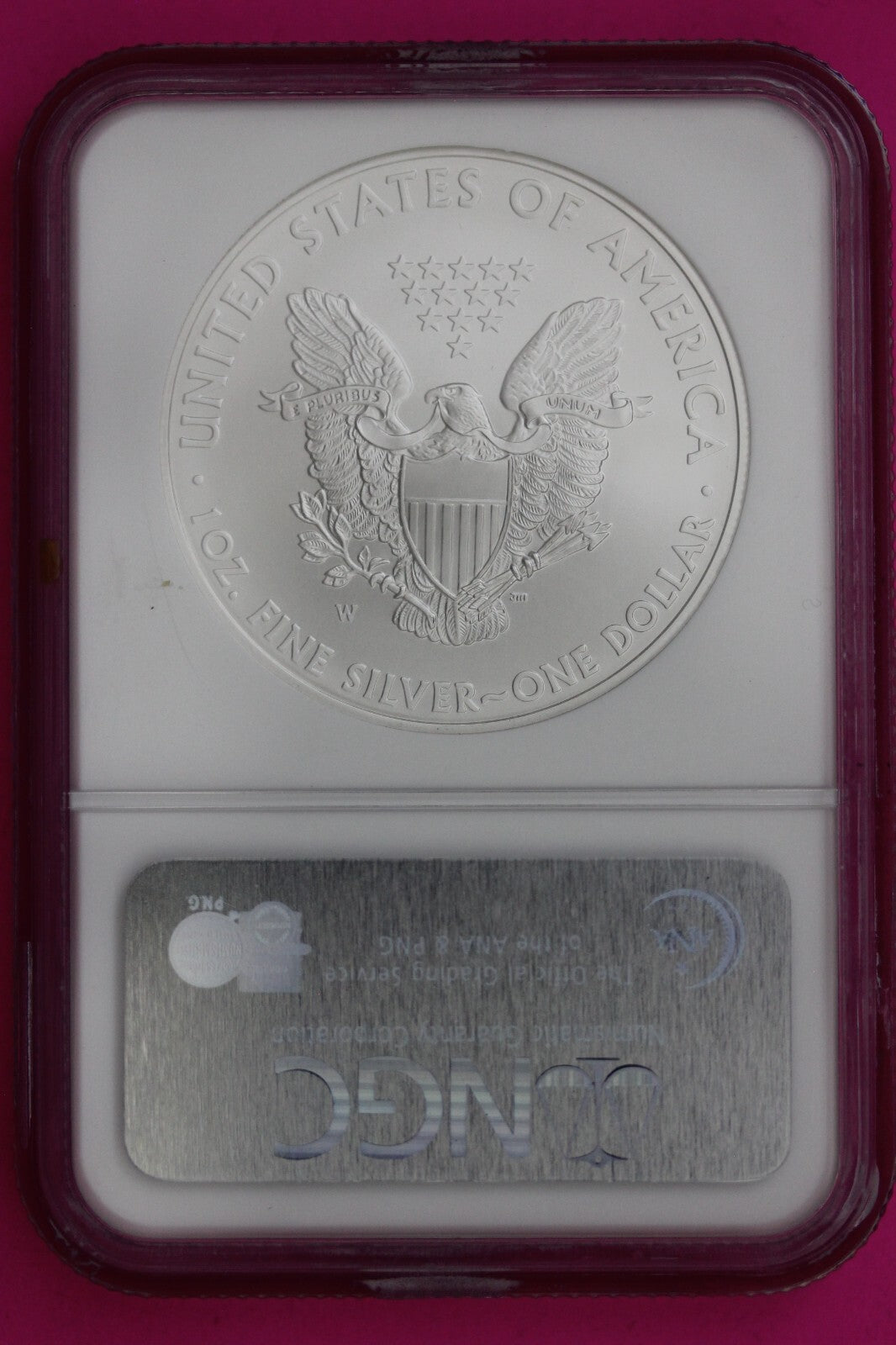 2008 W MS 70 Silver Eagle Coin 1 OZ .999 NGC Graded Certified Authentic Slab 482