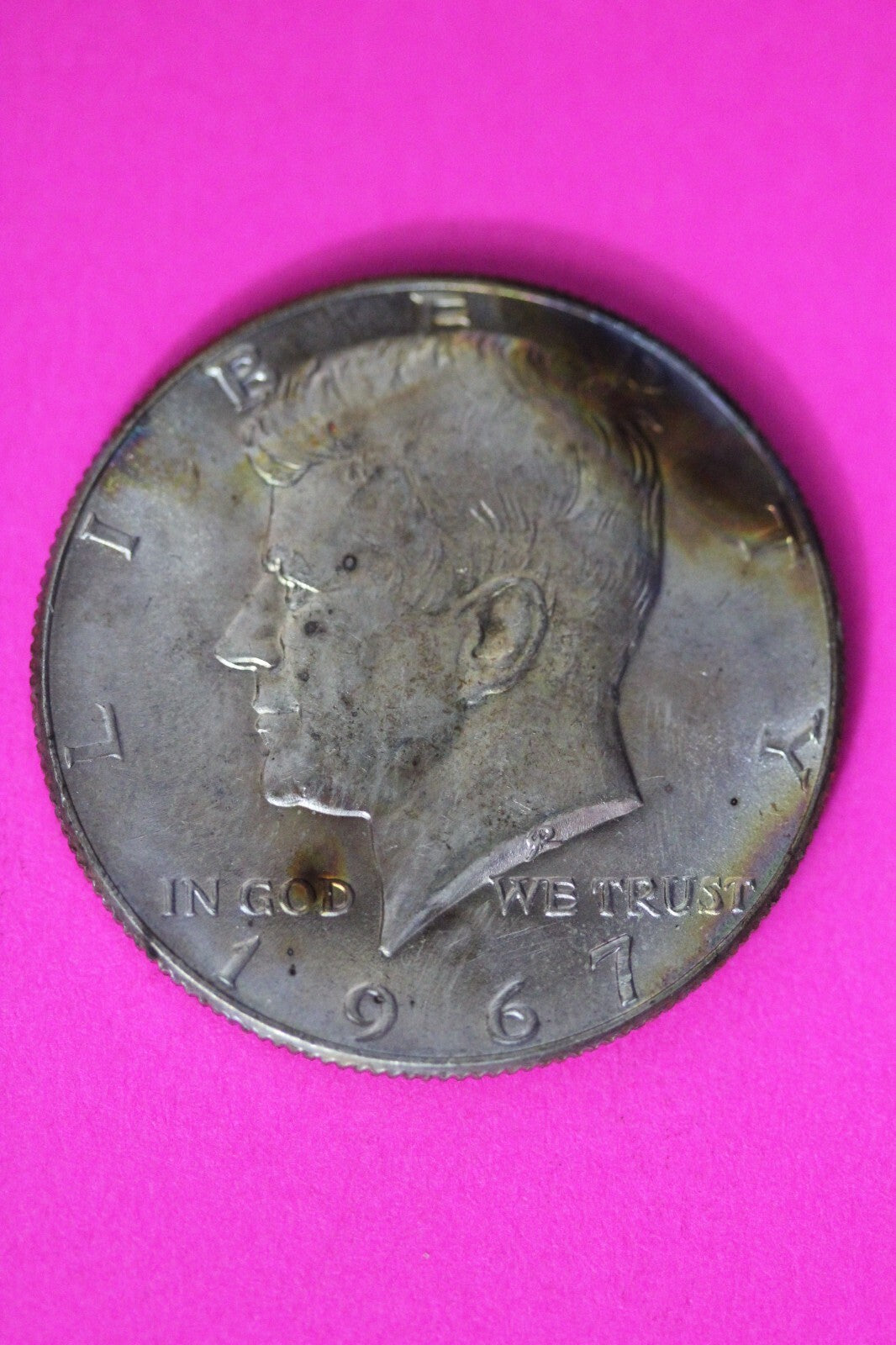 Rainbow Toned 1967 P John F Kennedy Silver Half Dollar Exact Gem Coin Shown 44