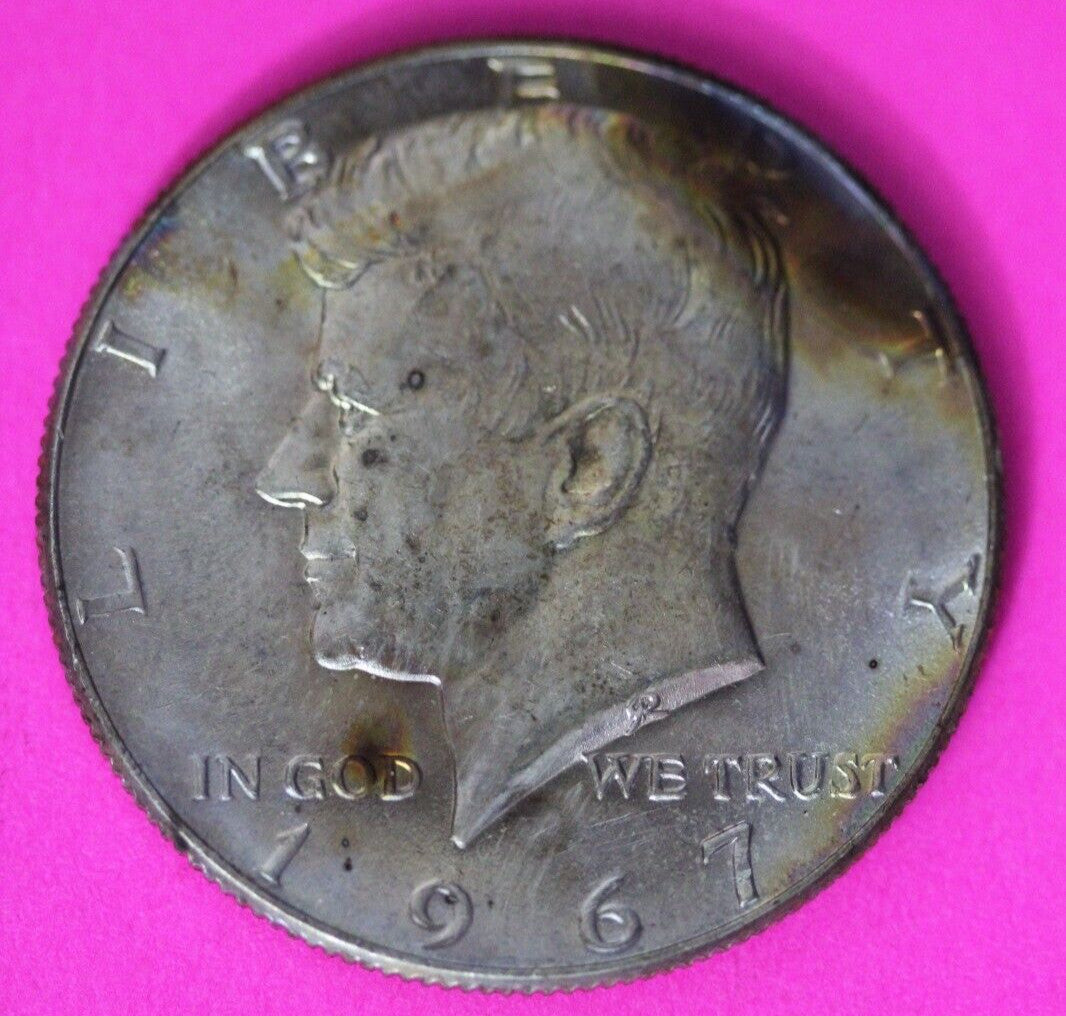 Rainbow Toned 1967 P John F Kennedy Silver Half Dollar Exact Gem Coin Shown 44