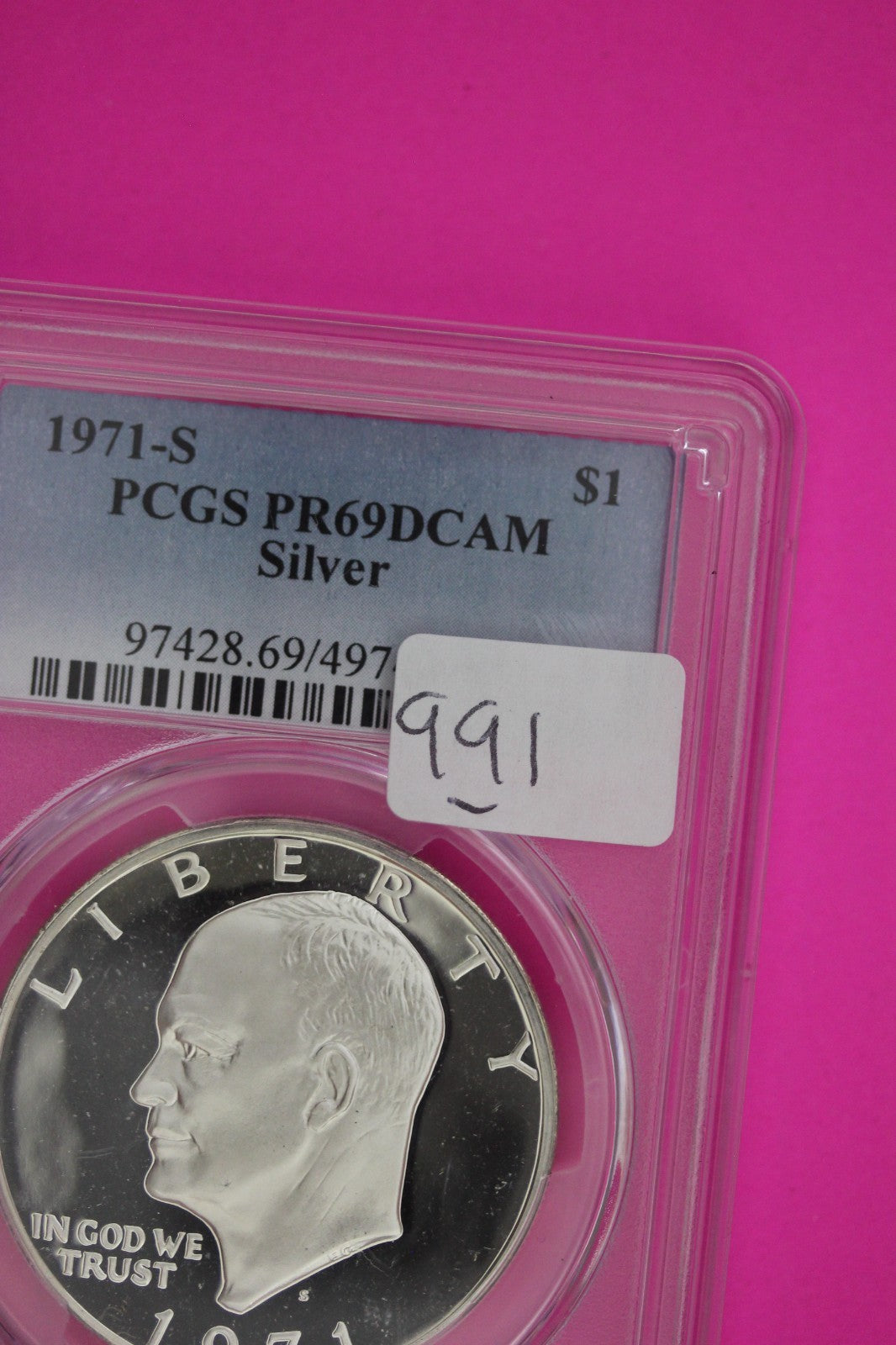 1971 S PR 69 DCAM Silver Ike Eisenhower Dollar PCGS Certified Authentic Slab 991