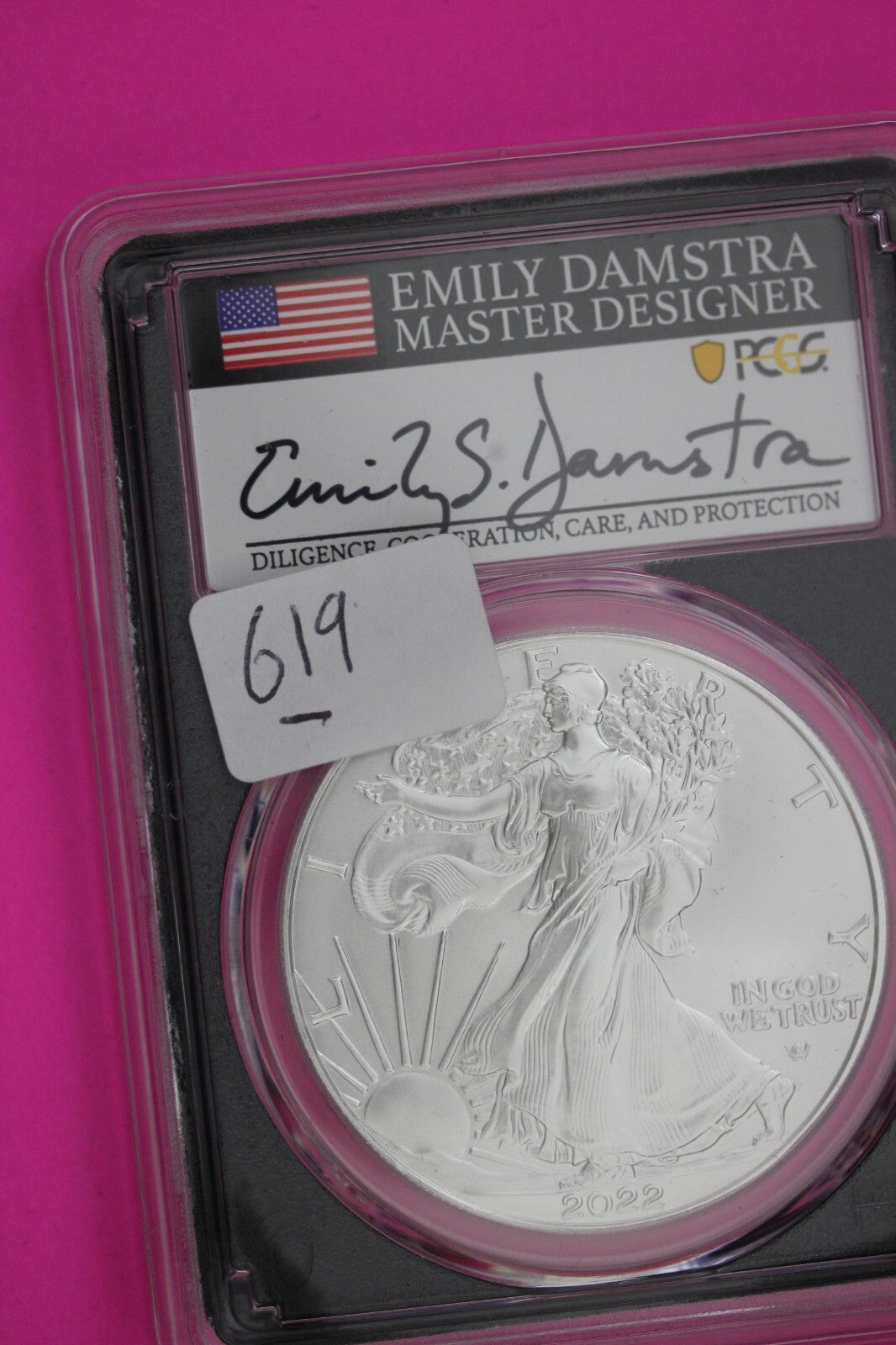 2022 MS 70 Silver Eagle Coin Emily Damastra PCGS Certified Graded Authentic 619