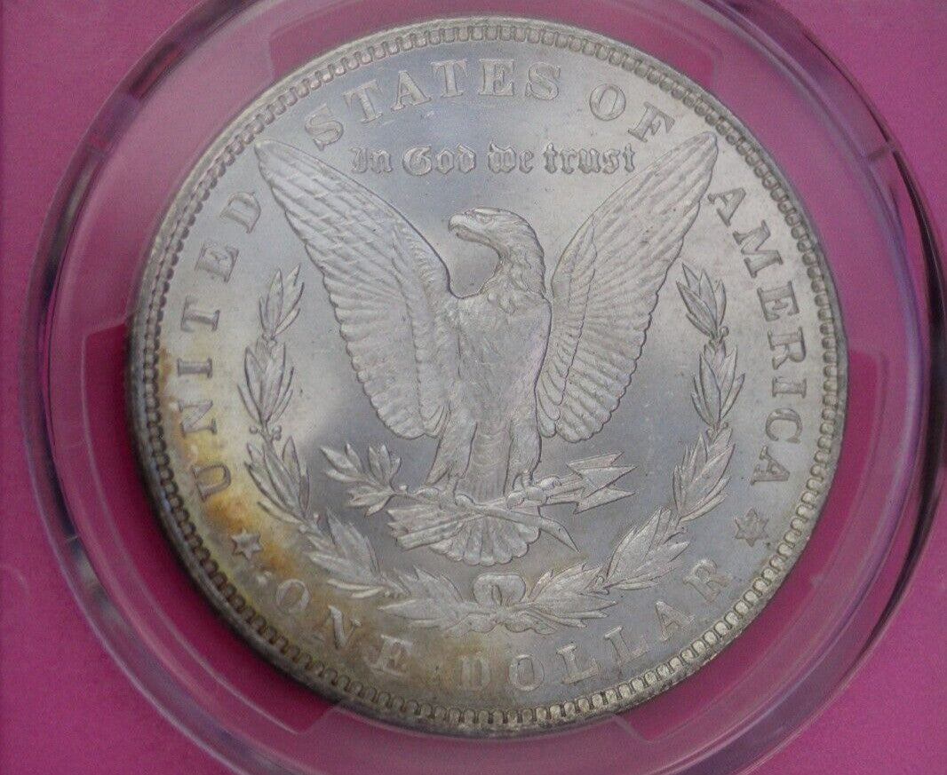 Rainbow Toned 1898 P MS 63 Morgan Liberty Silver Dollar PCGS Certified Slab 21