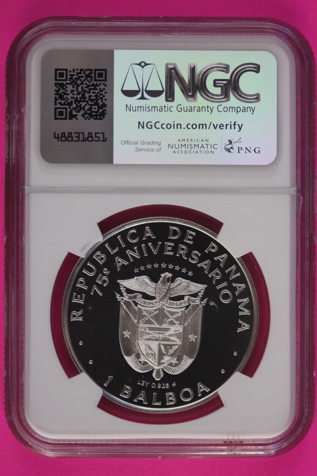 1978 Panama PF 67 Ultra Cameo Proof Silver Balboa NGC Certified Graded Slab 1003