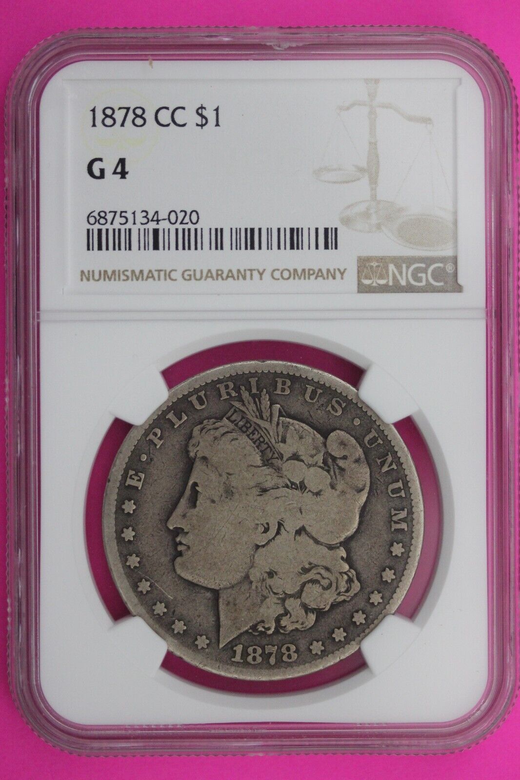 1878 CC G 4 Liberty Morgan Silver Dollar NGC Certified Graded Authentic Slab 696