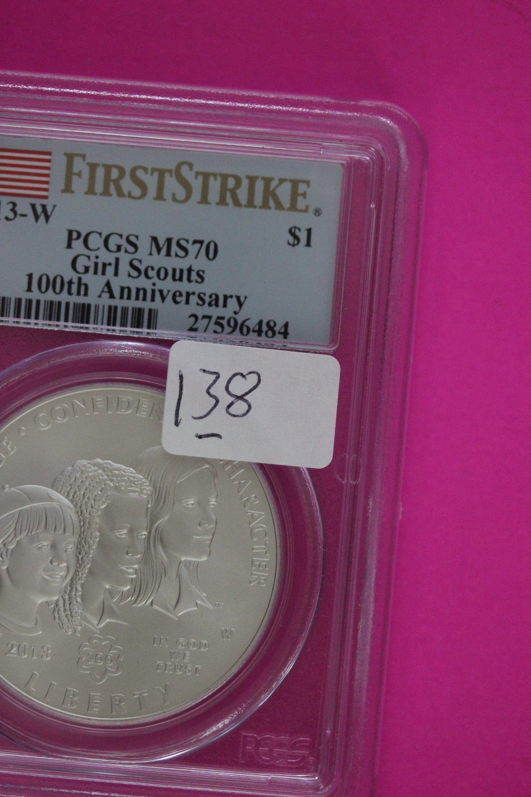 2013 W MS 70 Girl Scouts 100th Anniversary Commemorative Silver Dollar PCGS 138