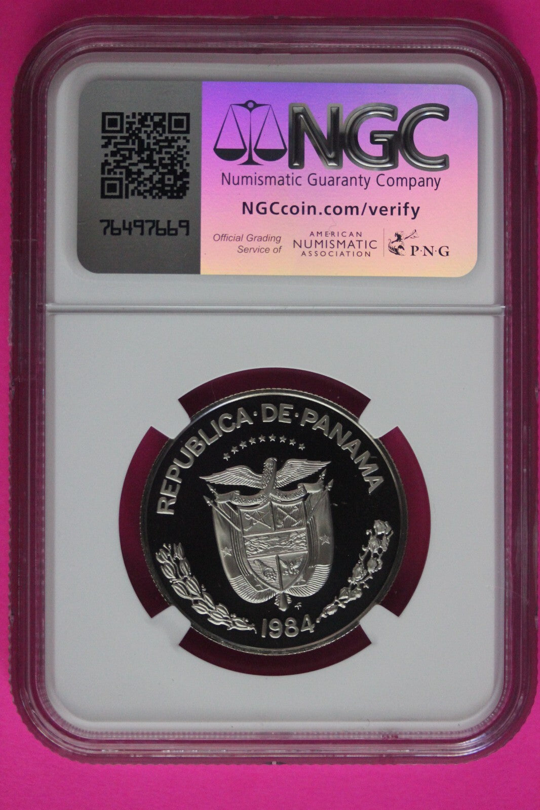 1984 Panama PF 69 Ultra Cameo Proof 1/2 Balboa NGC Graded Authentic Slab 1044