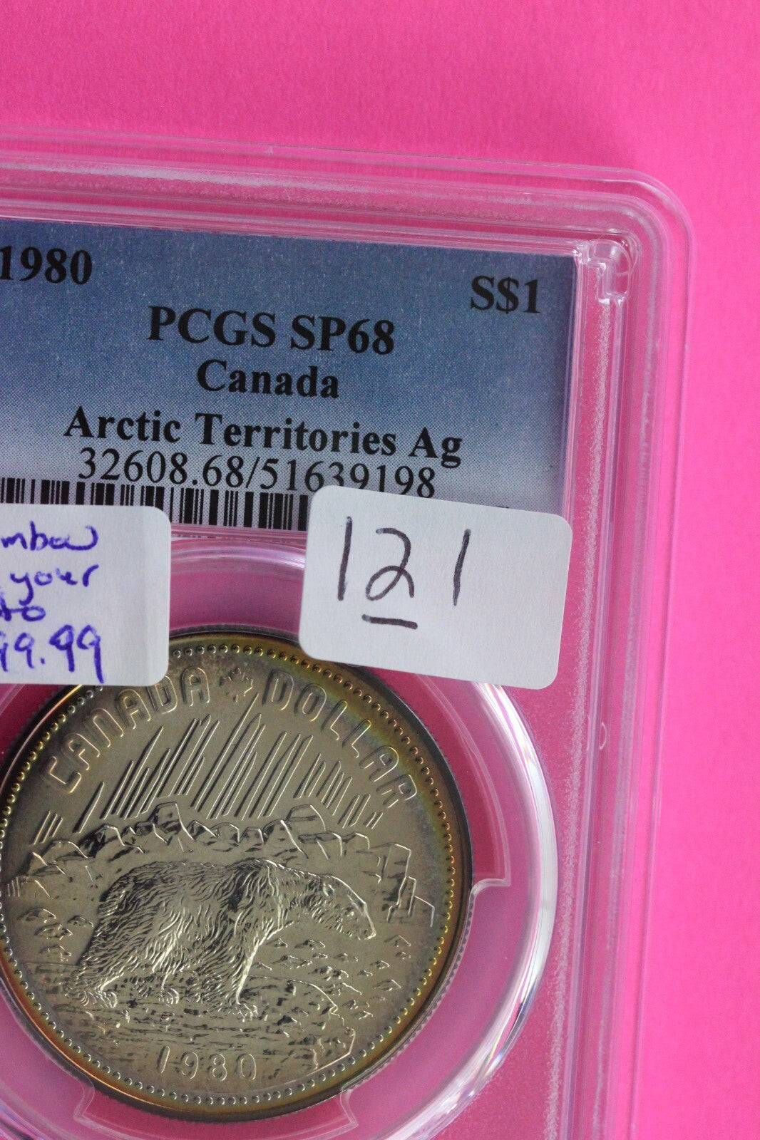 Toned 1980 SP 68 Canada Silver Dollar Artic Territories AG PCGS Certified 121