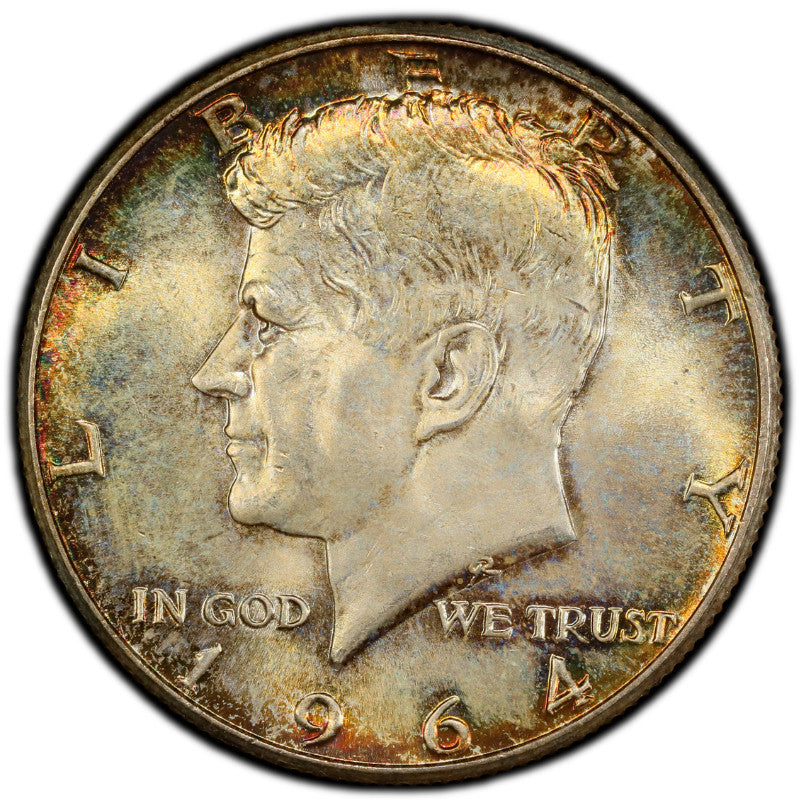 Toned 1964 P Silver MS 65 John F Kennedy Silver Half Dollar PCGS Graded 305