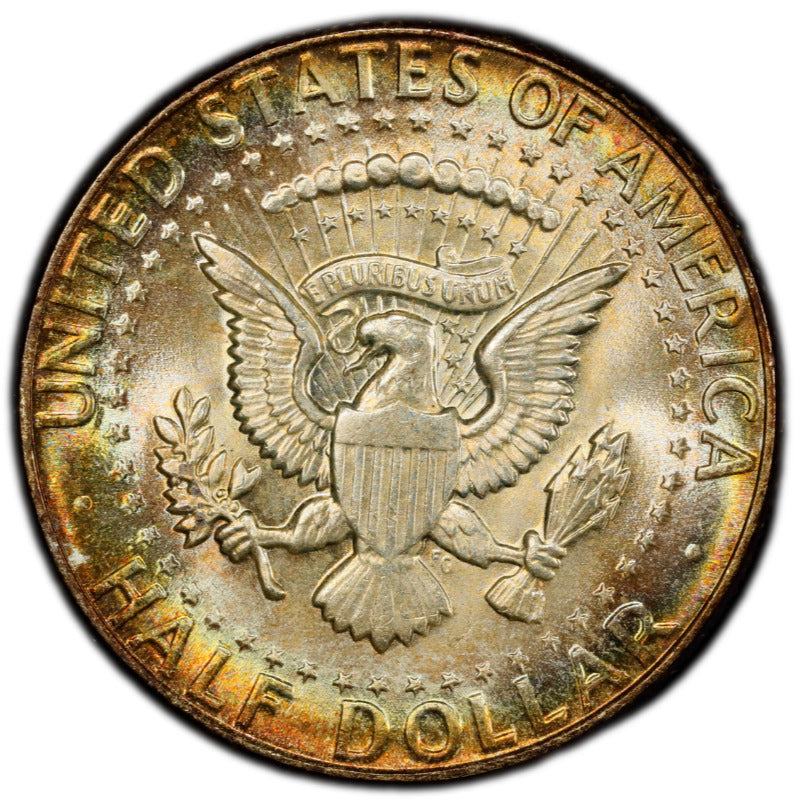 Toned 1964 P Silver MS 65 John F Kennedy Silver Half Dollar PCGS Graded 325