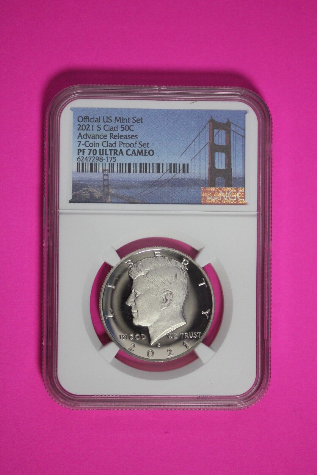2021 S PF 70 Kennedy Half From 7 Coin Clad Proof Set Advance Release NGC 632