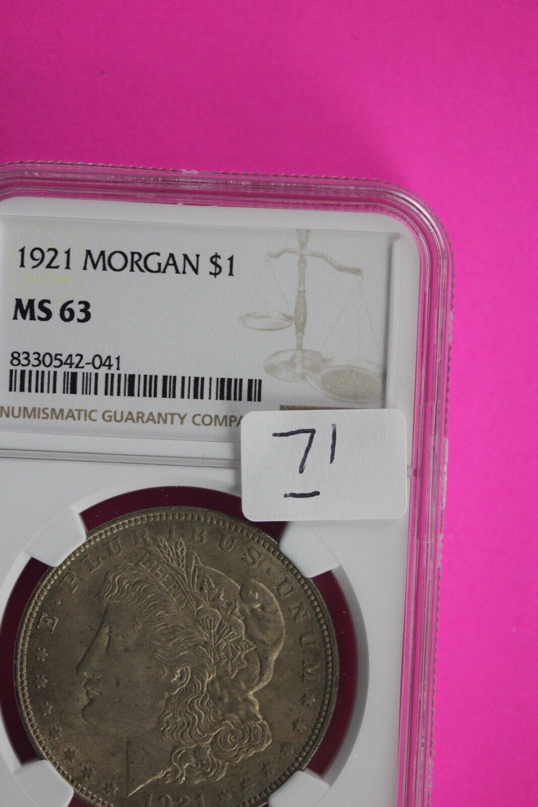 1921 P MS 63 Liberty Morgan Silver Dollar NGC Certified Graded Authentic Slab 71
