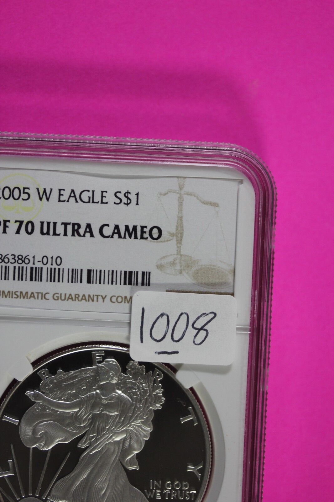 2005 W PF 70 Silver American Eagle Deep Cameo Authentic Proof Coin NGC Slab 1008