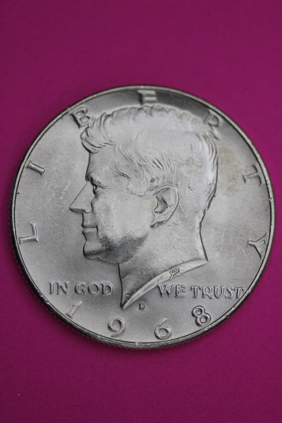 Gem BU 1968 D John F Kennedy Half Dollar 40% Silver Same Coin In Pics TOM 07