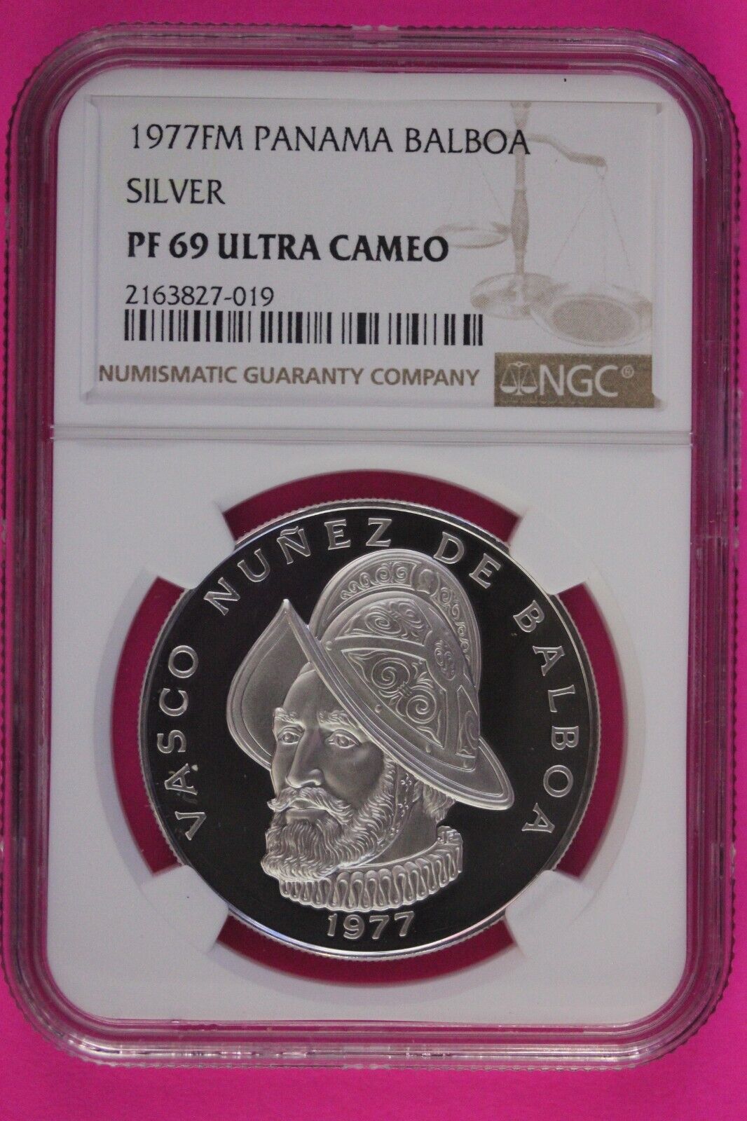 1977 Panama PF 69 Ultra Cameo Proof Silver Balboa NGC Certified Graded Slab 1002