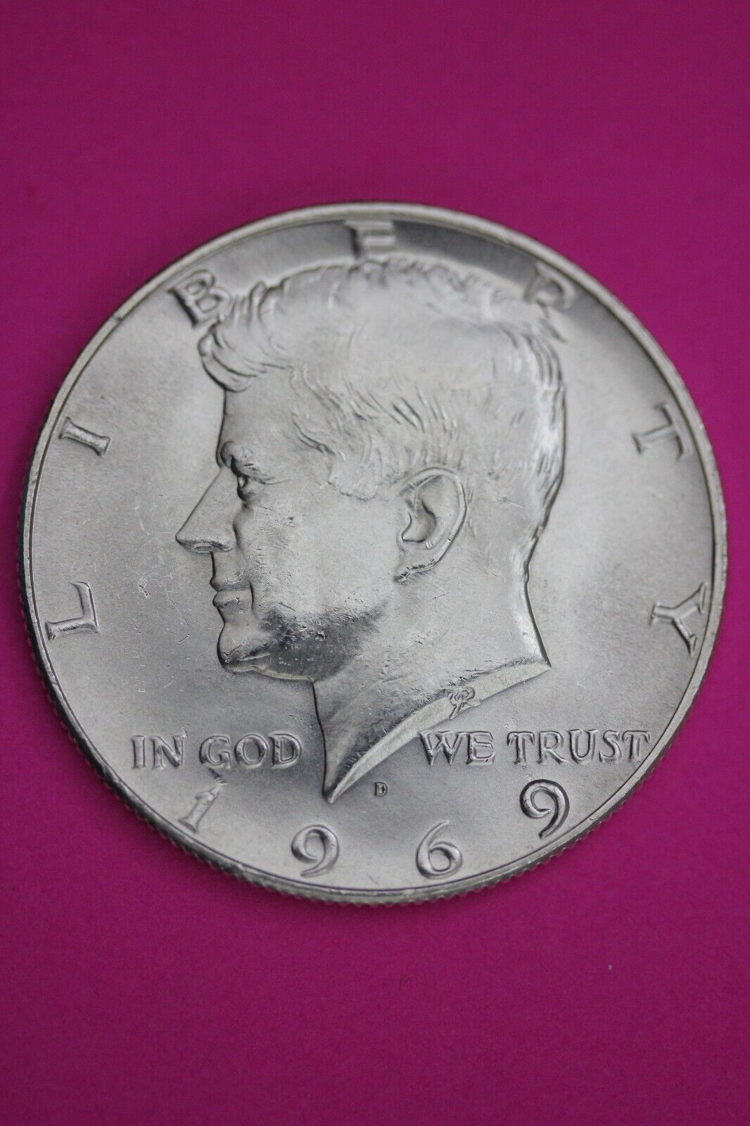Gem BU 1969 D John F Kennedy Half Dollar 40% Silver Same Coin In Pics TOM 09