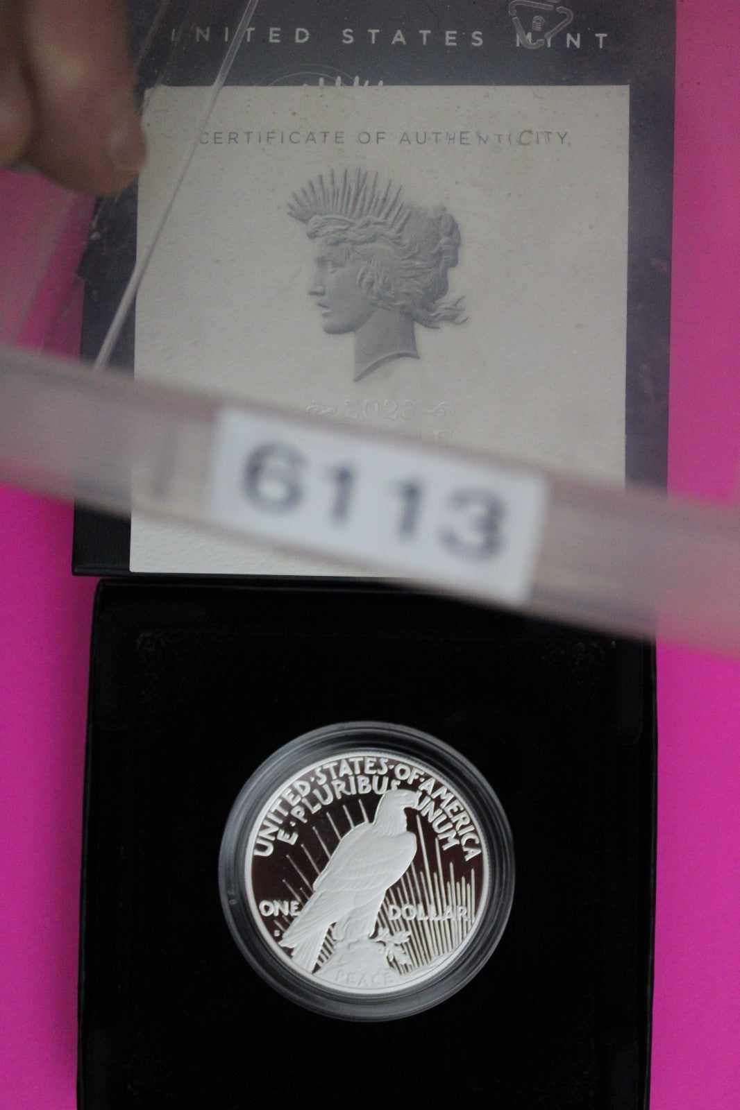 Gem Deep Cameo Proof 2023 S Peace Silver Dollar 999 Fine Mint Box & COA 6113