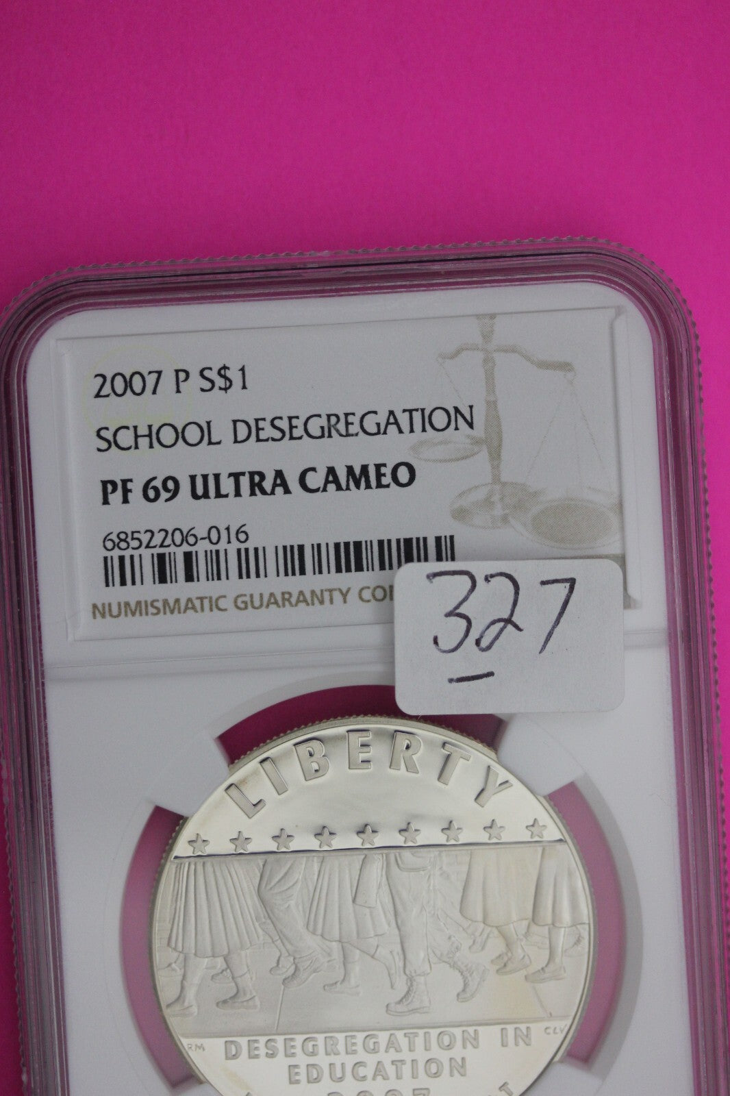 2007 P PF 69 Proof School Desegregation Commemorative Silver Dollar NGC 327