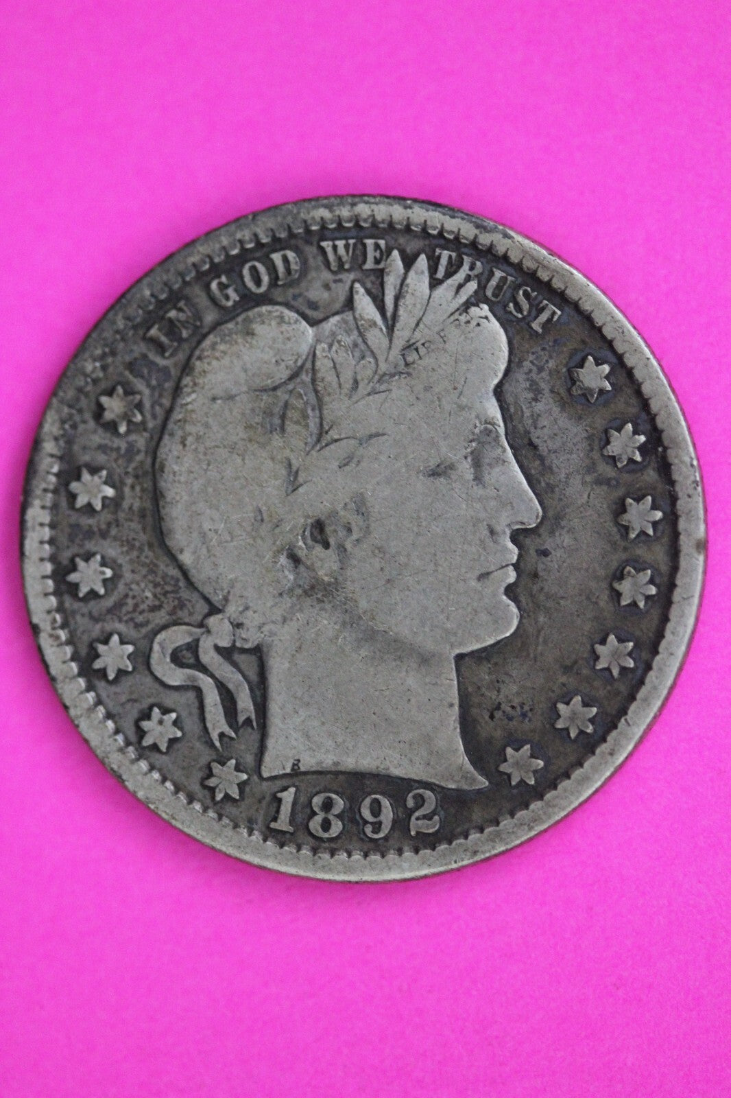 1892 S Barber Liberty Silver Quarter Guaranteed Authentic & Genuine Coin 0609N