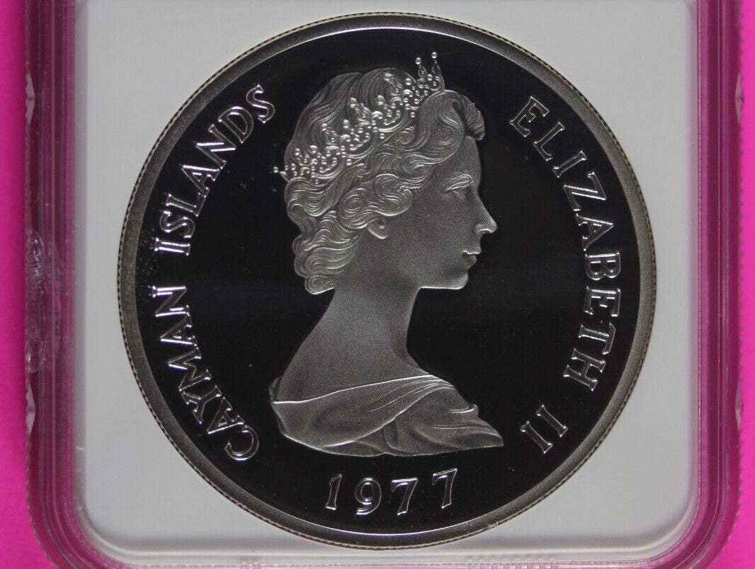 1977 PF 69 Cayman Islands Mary II $25 Dollars Silver Coin NGC Graded Slab 523
