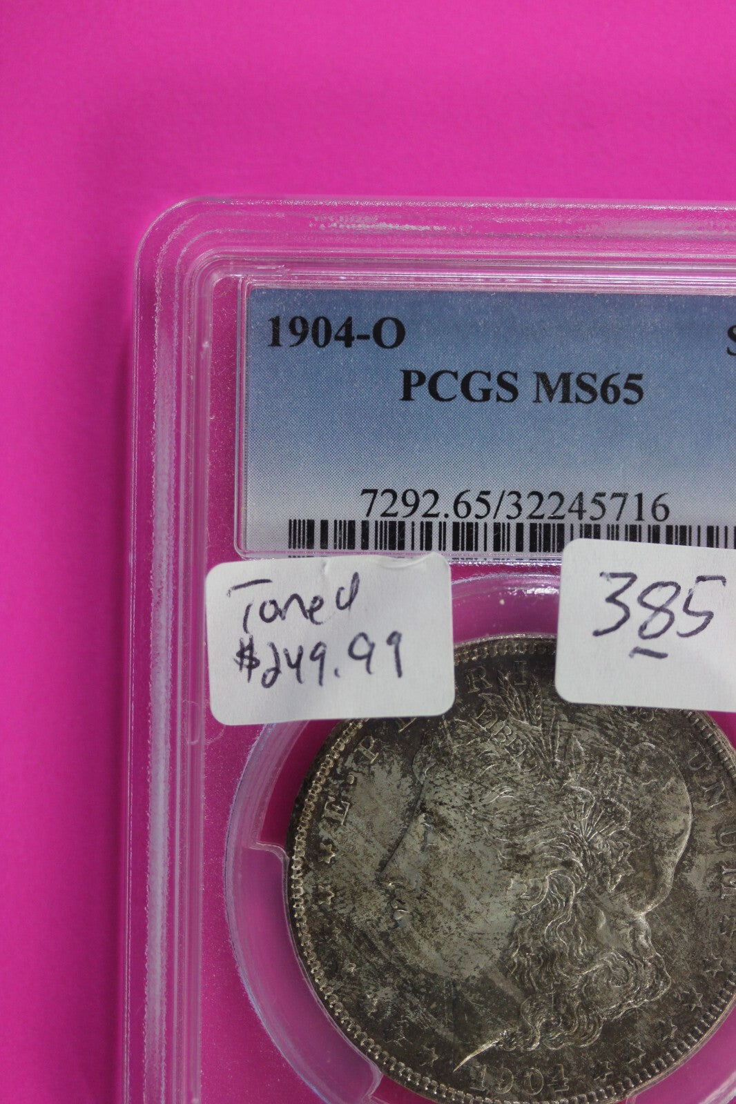 Toned 1904 O MS 64 Liberty Morgan Silver Dollar PCGS Certified Graded Slab 379