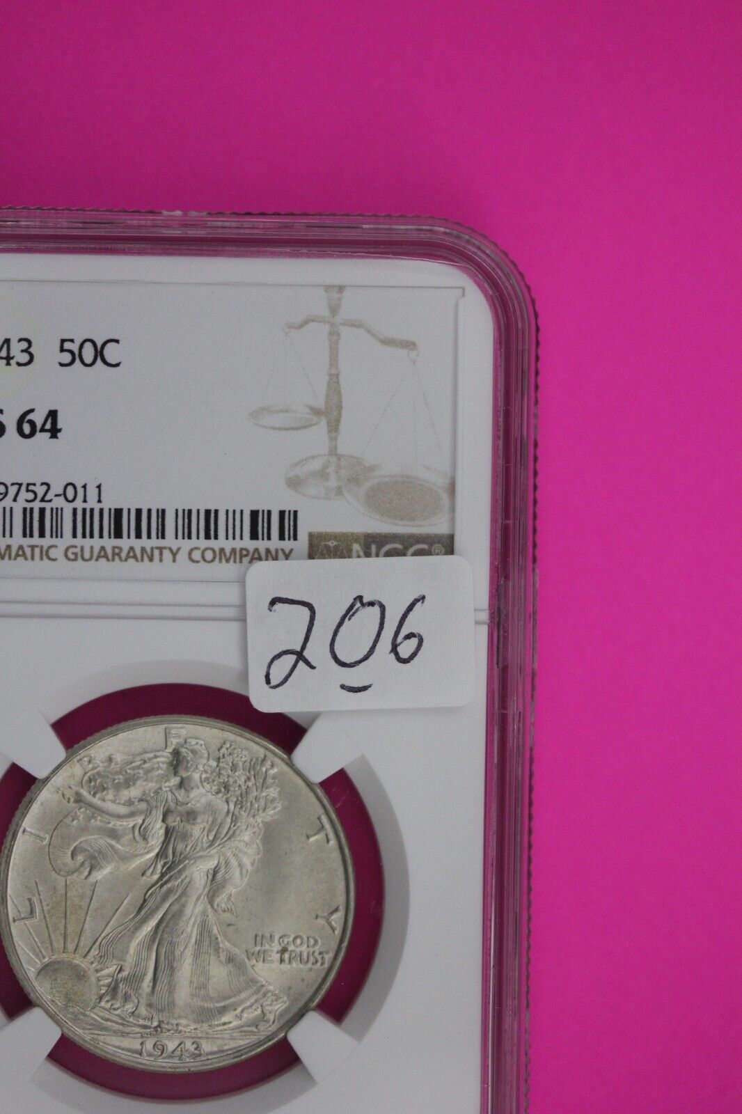 1943 P MS 64 Walking Liberty Half Dollar NGC Graded Certified Authentic 206