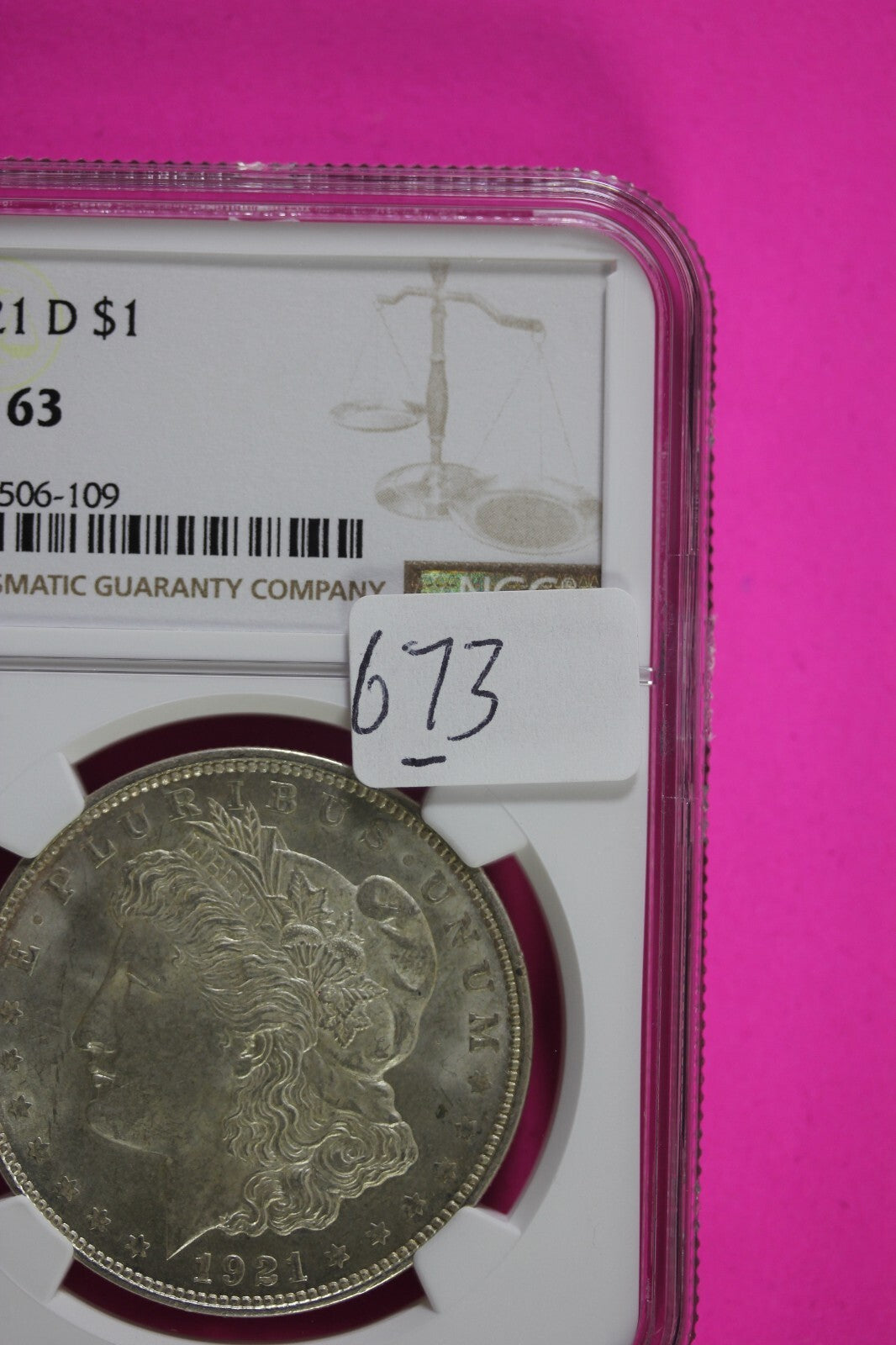 1921 D MS 63 Liberty Morgan Silver Dollar NGC Certified Graded Authentic 673