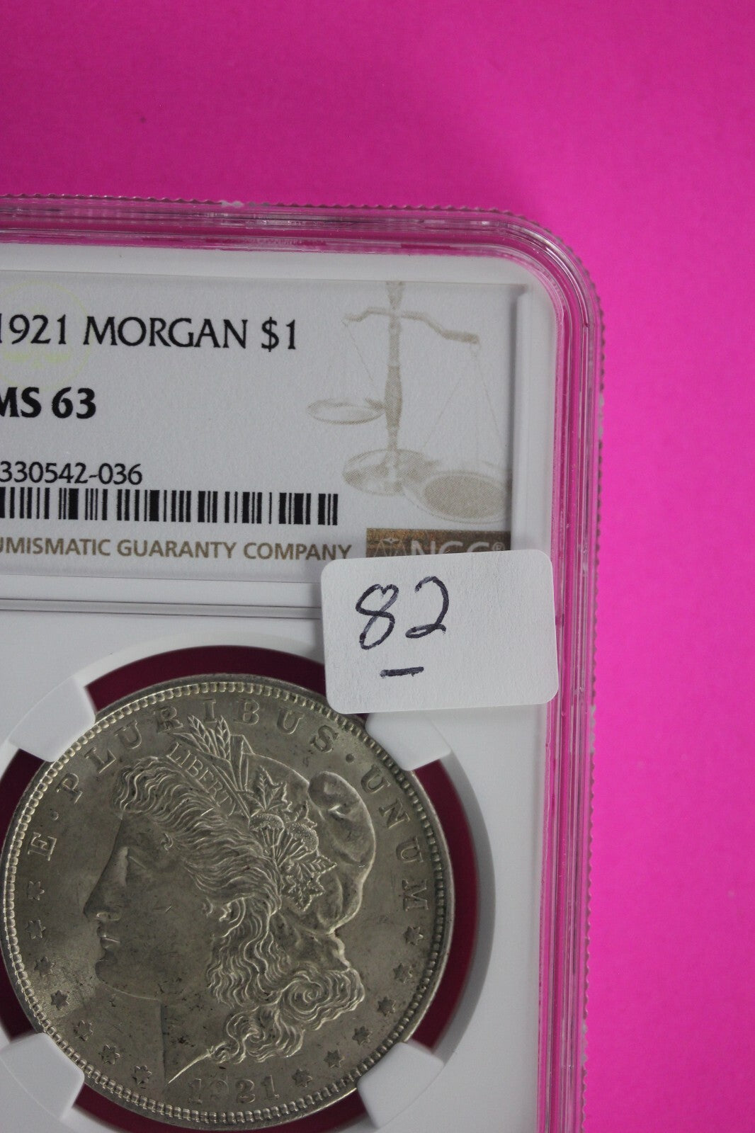 1921 P MS 63 Liberty Morgan Silver Dollar NGC Certified Graded Authentic Slab 82