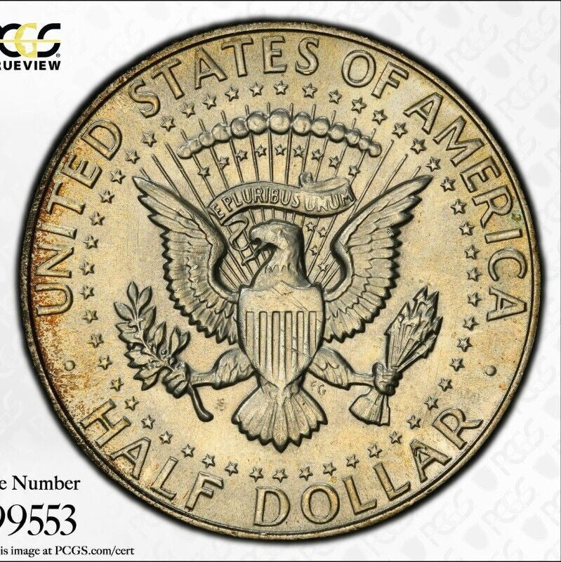 Toned 1967 Silver MS 66 John F Kennedy Silver Half Dollar PCGS Graded Slab 147