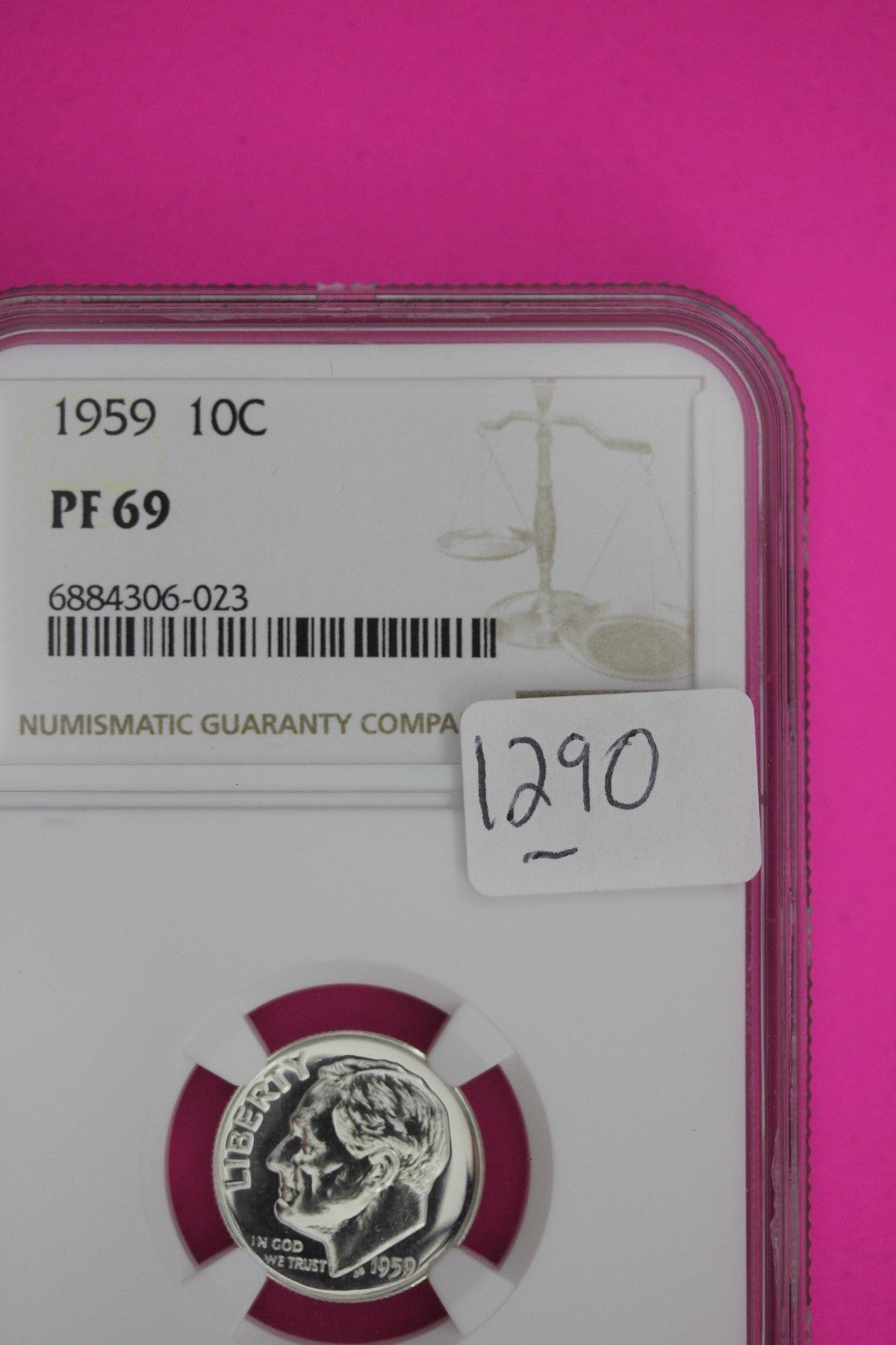 1959 PF 69 Roosevelt Silver Dime NGC Certified Graded Authentic & Genuine 1290