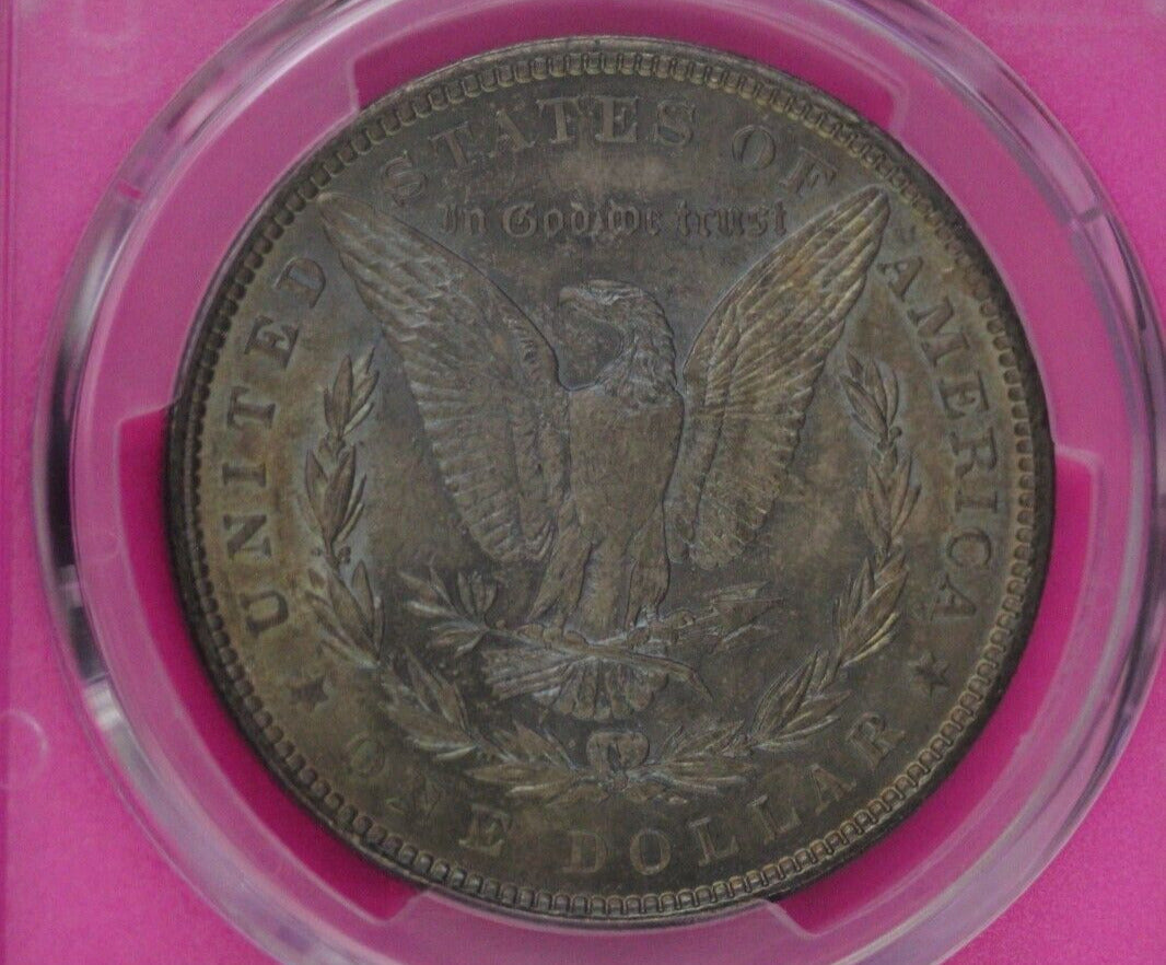 Rainbow Toned 1898 P MS 63 Morgan Liberty Silver Dollar PCGS Certified Slab 23