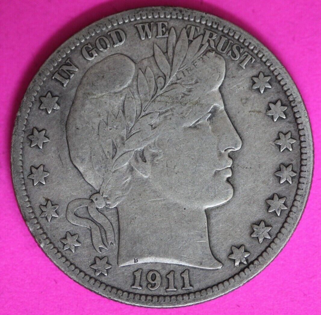 1911 S Barber Liberty Half Dollar Silver Coin Better Grade San Francisco Mint 64