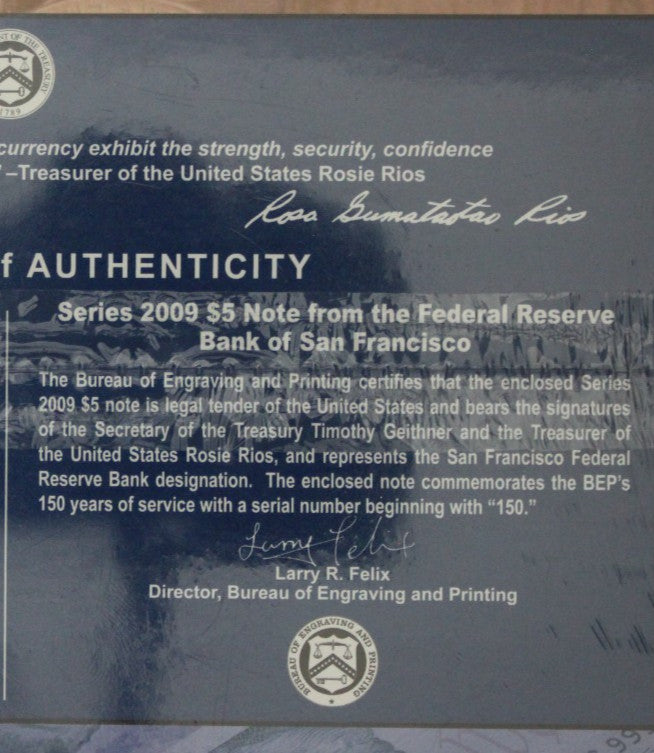 Mint Sealed 2012 Coin & Currency Set Proof 1 OZ Silver Eagle & $5 Note COA 9009