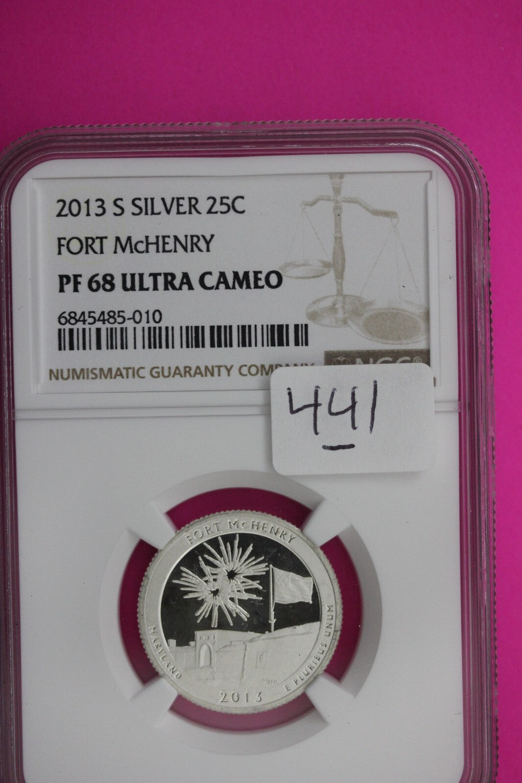 2013 S PF 68 Silver Quarter Fort McHenry NGC Graded Certified Authentic Slab 441
