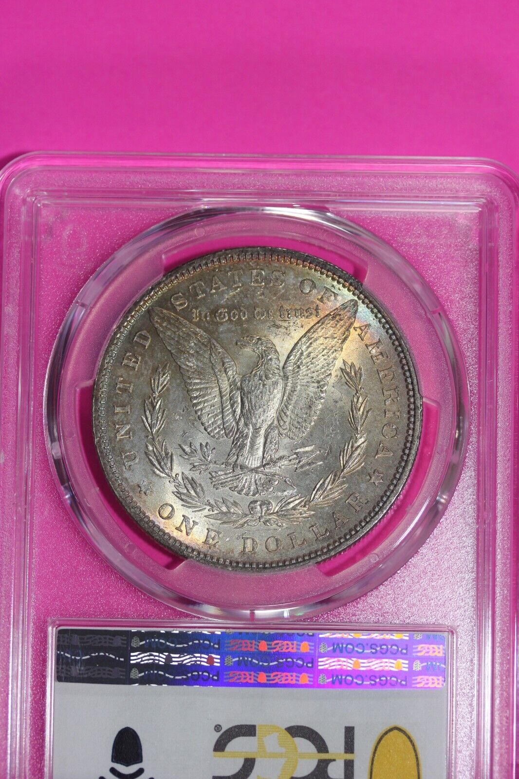 Rainbow Toned 1880 P MS 63 Liberty Morgan Silver Dollar PCGS Certified Slab 767