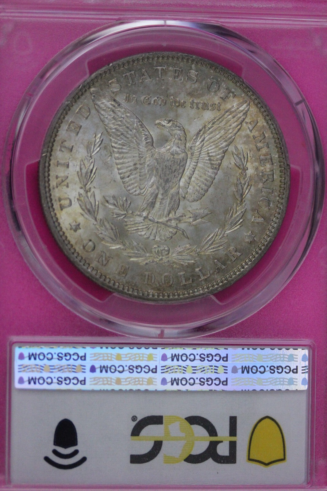 Toned 1896 P MS 63 Morgan Liberty Silver Dollar PCGS Certified Slab 28